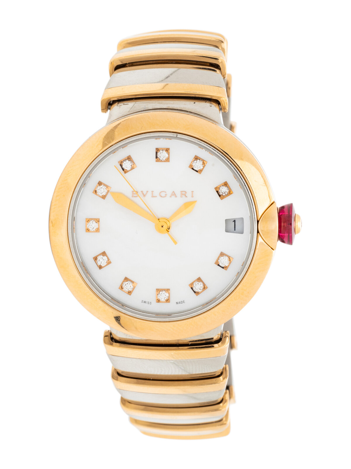 Appraisal: BULGARI STAINLESS STEEL ROSE GOLD MOTHER OF PEARL AND DIAMOND