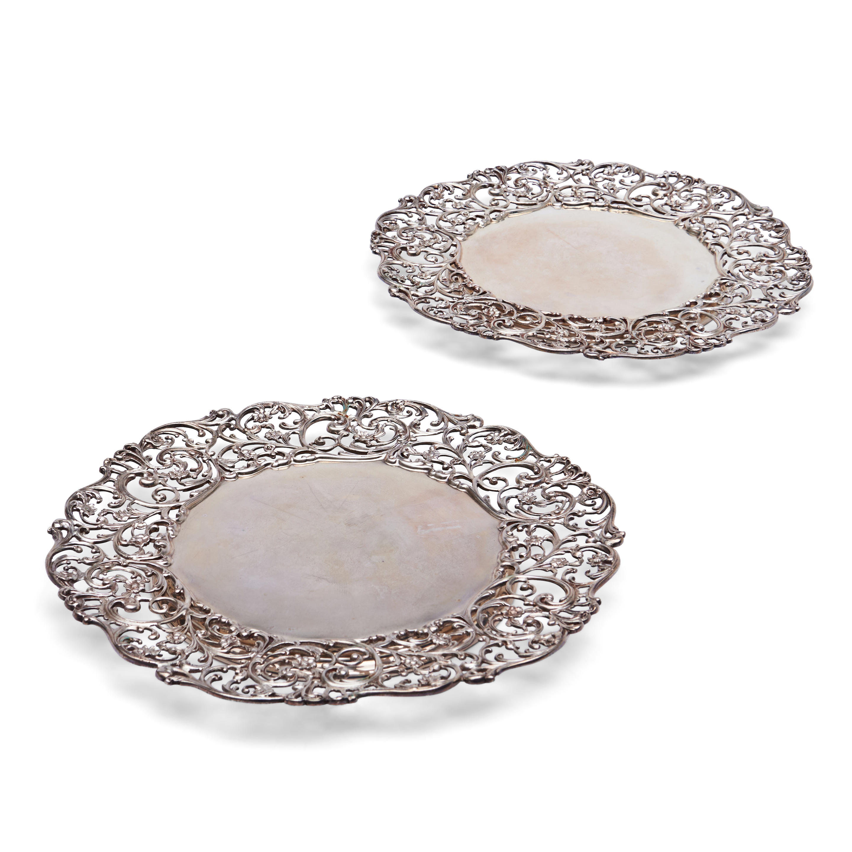 Appraisal: PAIR OF STERLING SILVER FOOTED TRAYS Howard Co c -