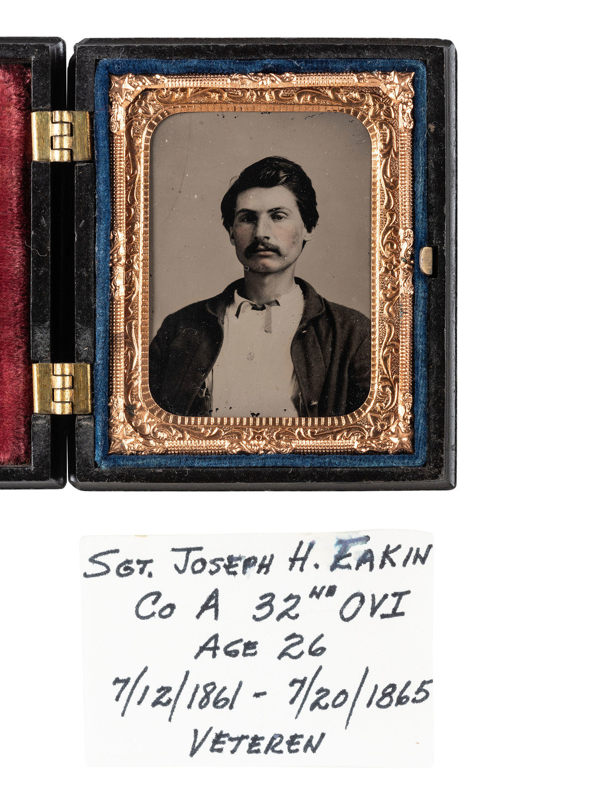 Appraisal: EARLY PHOTOGRAPHY cased images incl possible Civil War veteran Joseph