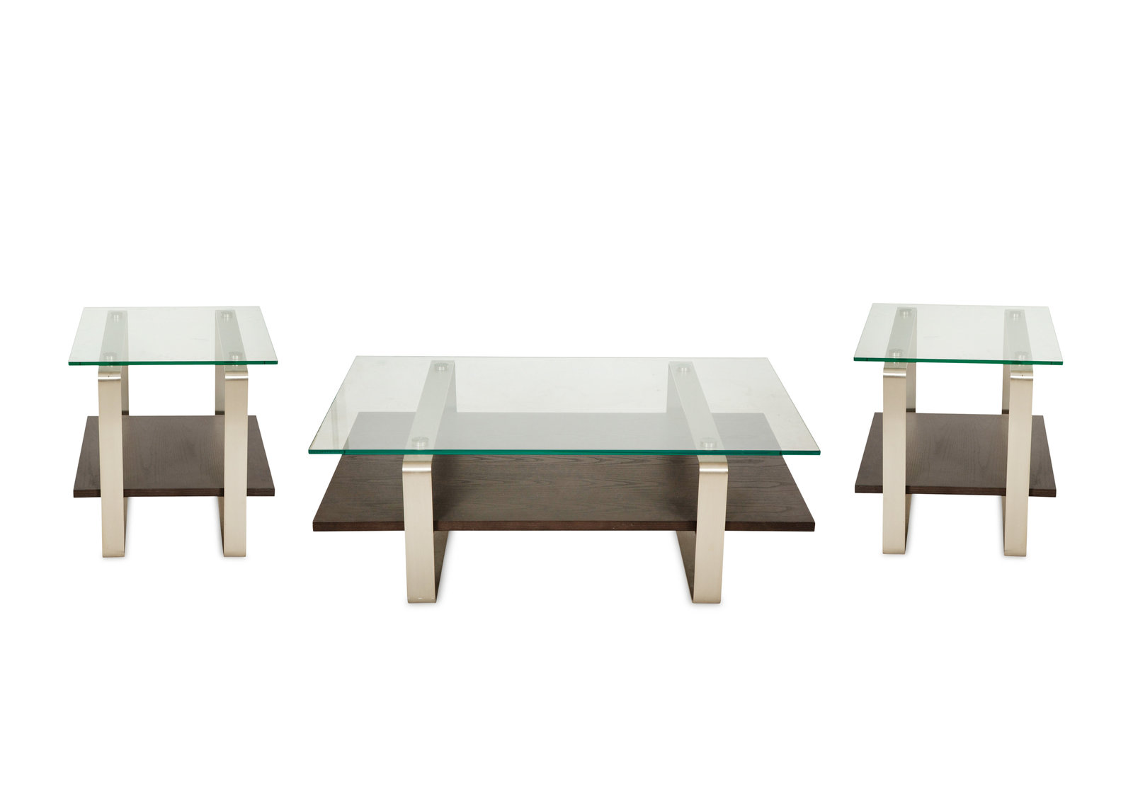 Appraisal: Three Modernist Glass-Top Tables th Century comprising a coffee table