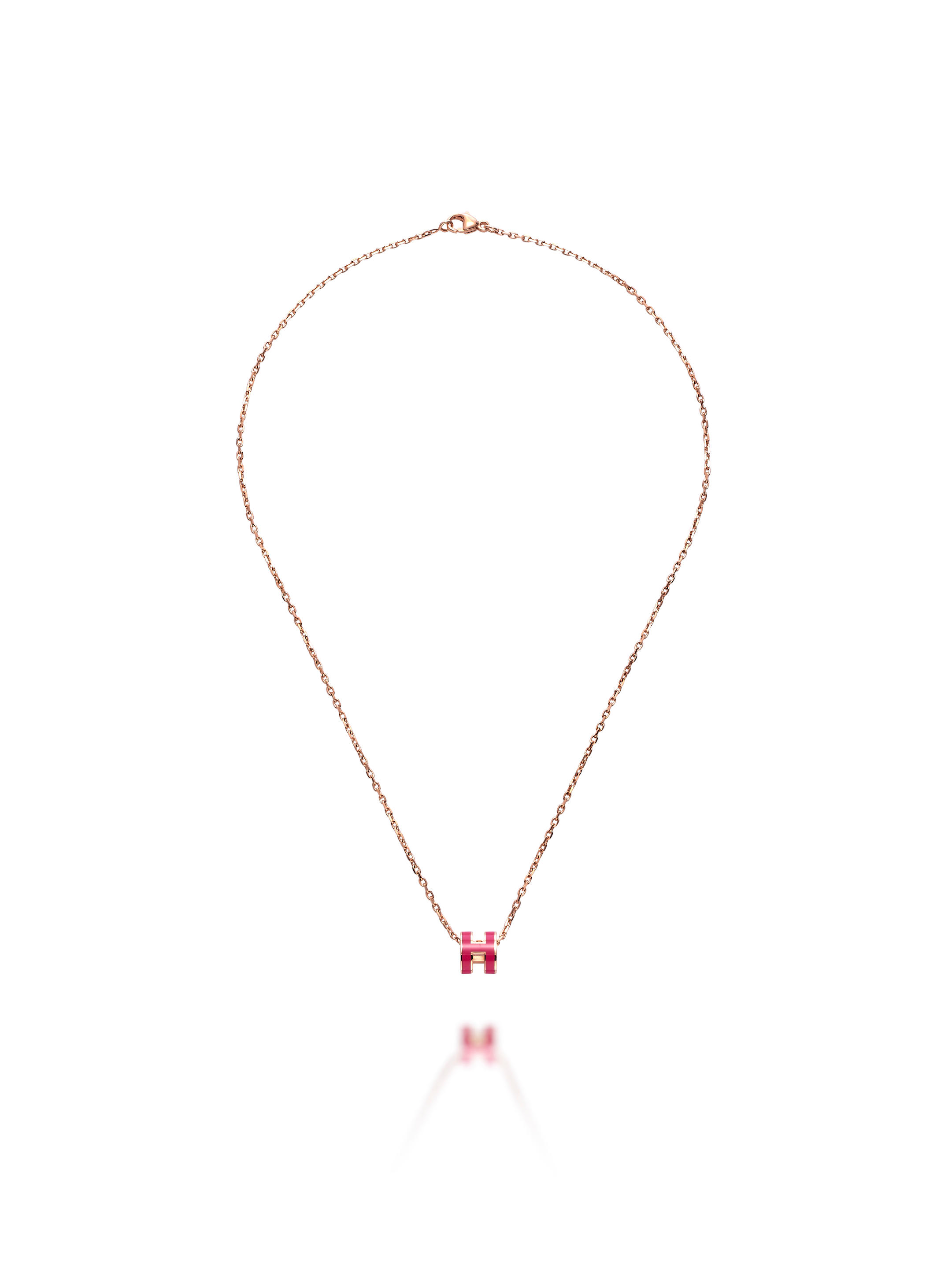 Appraisal: HERM S PINK MINI POP H LACQUER NECKLACE WITH ROSE