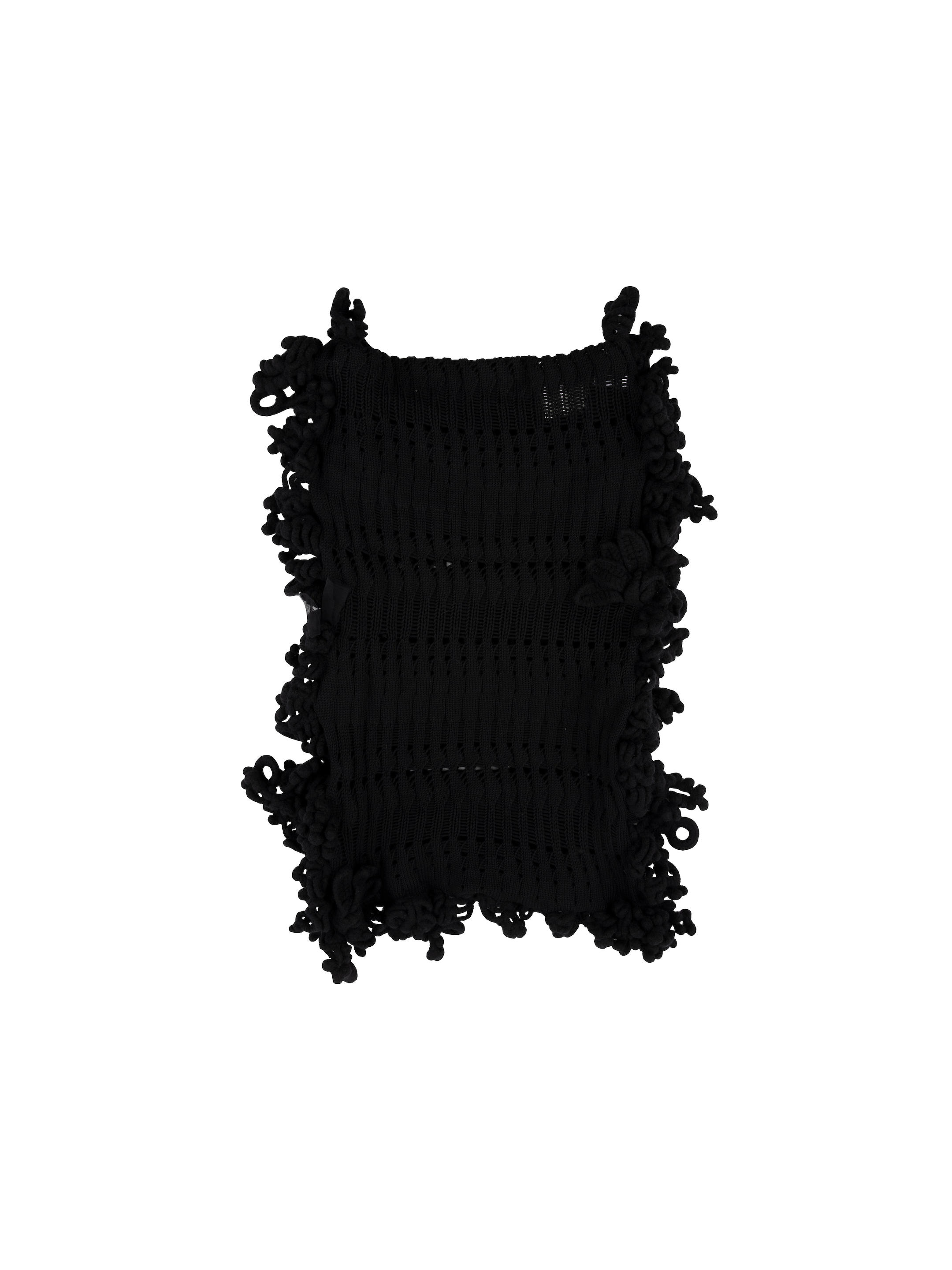 Appraisal: CHANEL BLACK KNIT CAPE WRAP WITH RUFFLE AND MINI POM