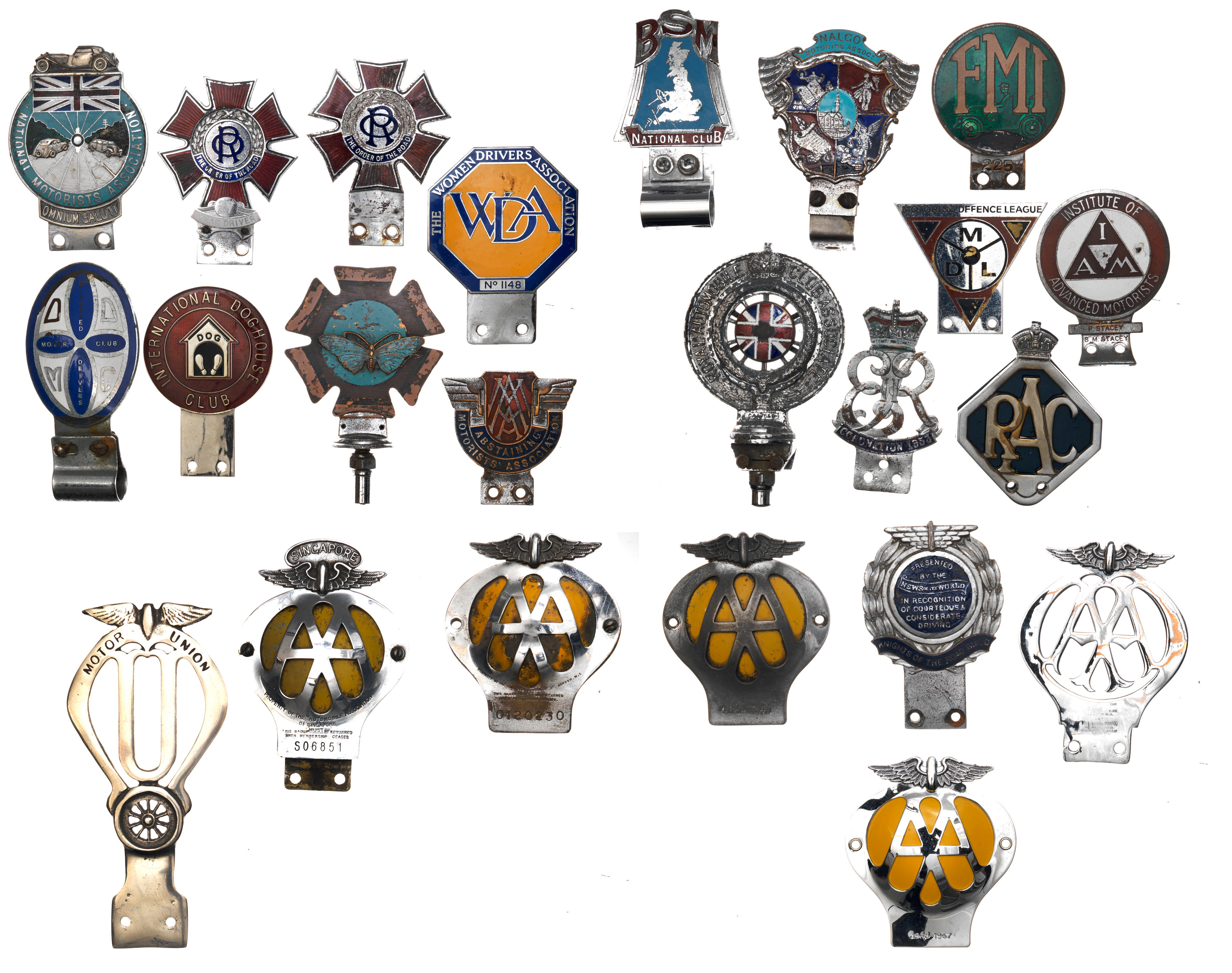 Appraisal: CAR BADGES FOR VARIOUS MOTORING ASSOCIATIONS including enamelled badges for