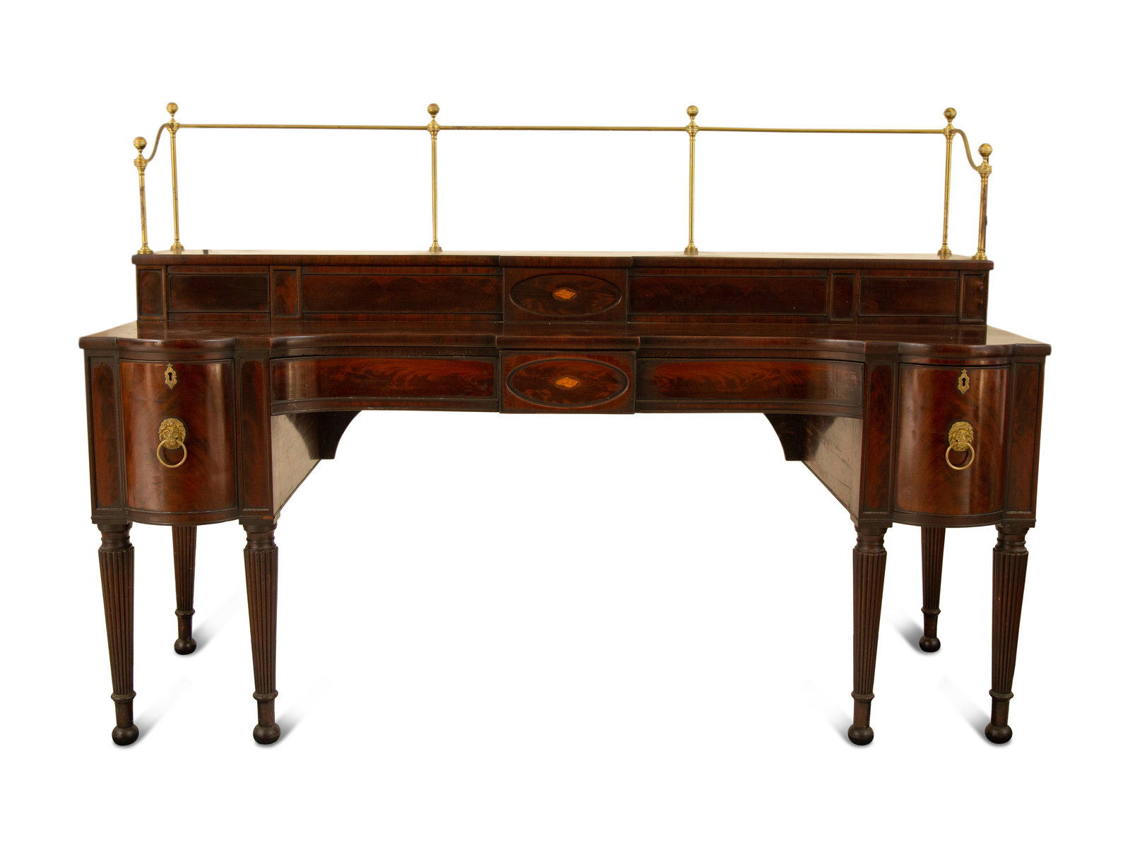 Appraisal: A Regency Mahogany Sideboard with Brass Rail th Century Height