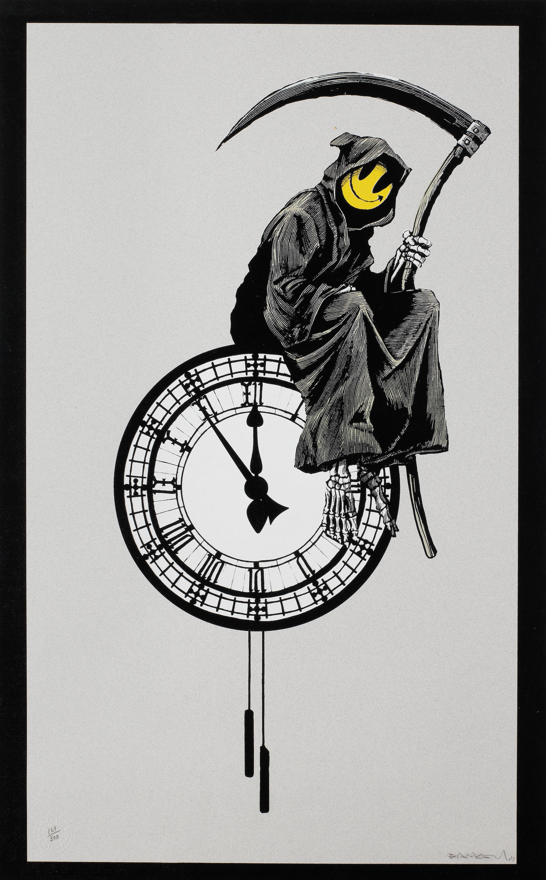 Appraisal: BANKSY BORN Grin Reaper Screenprint in colours on wove paper