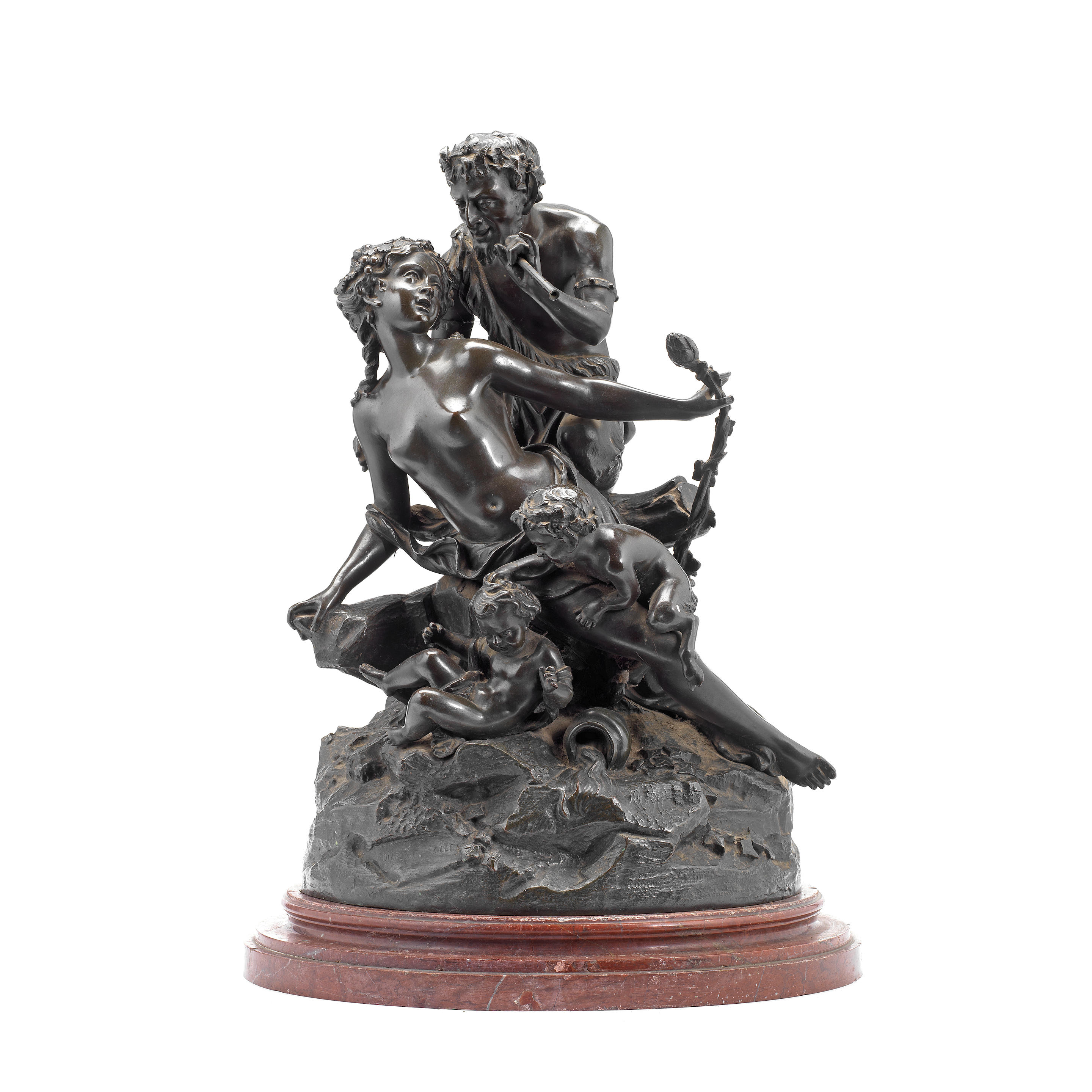 Appraisal: A LATE TH CENTURY FRENCH PATINATED BRONZE FIGURAL GROUP OF