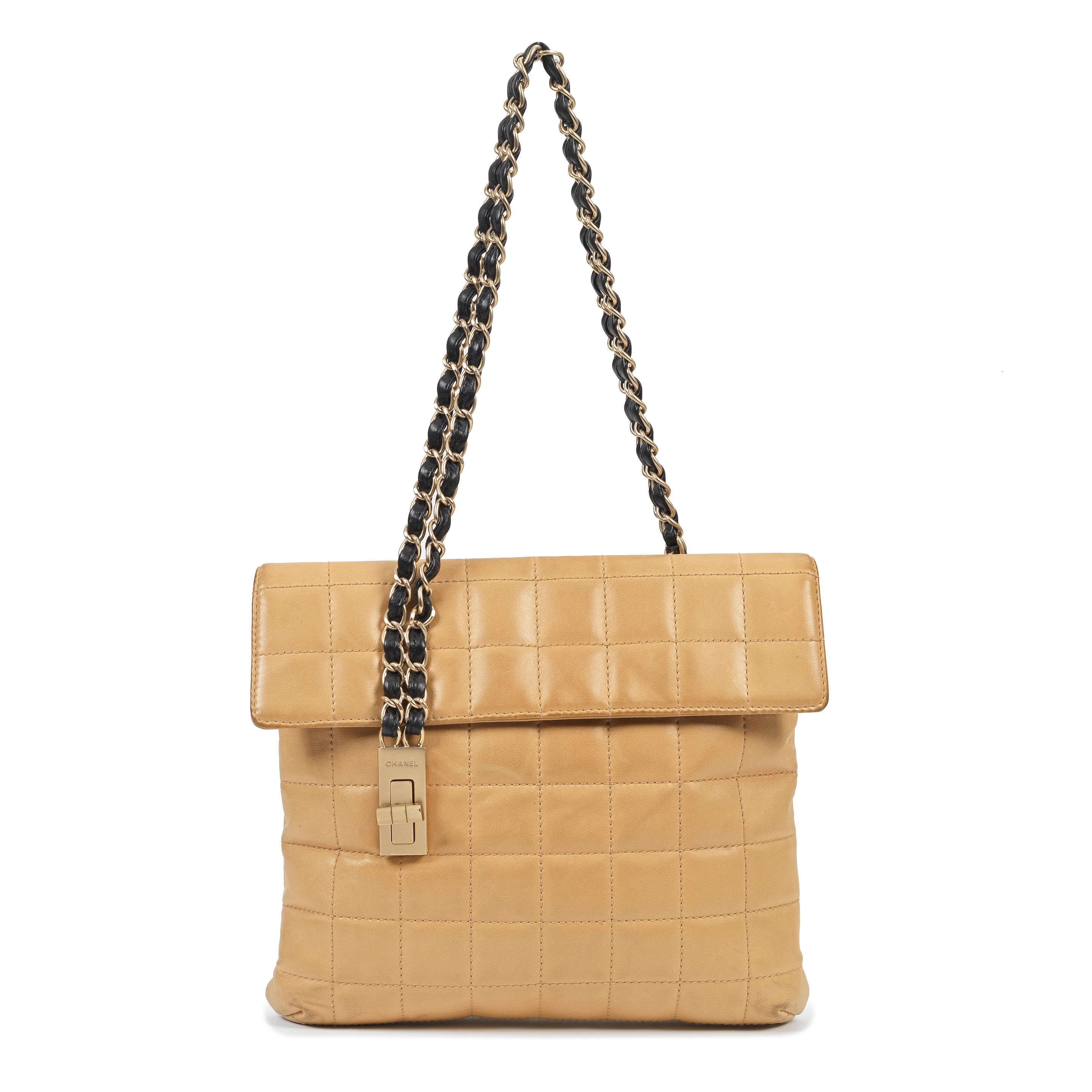 Appraisal: CHANEL A CARAMEL CHOCOLATE BAR MADEMOISELLE SHOULDER BAG Spring Caramel