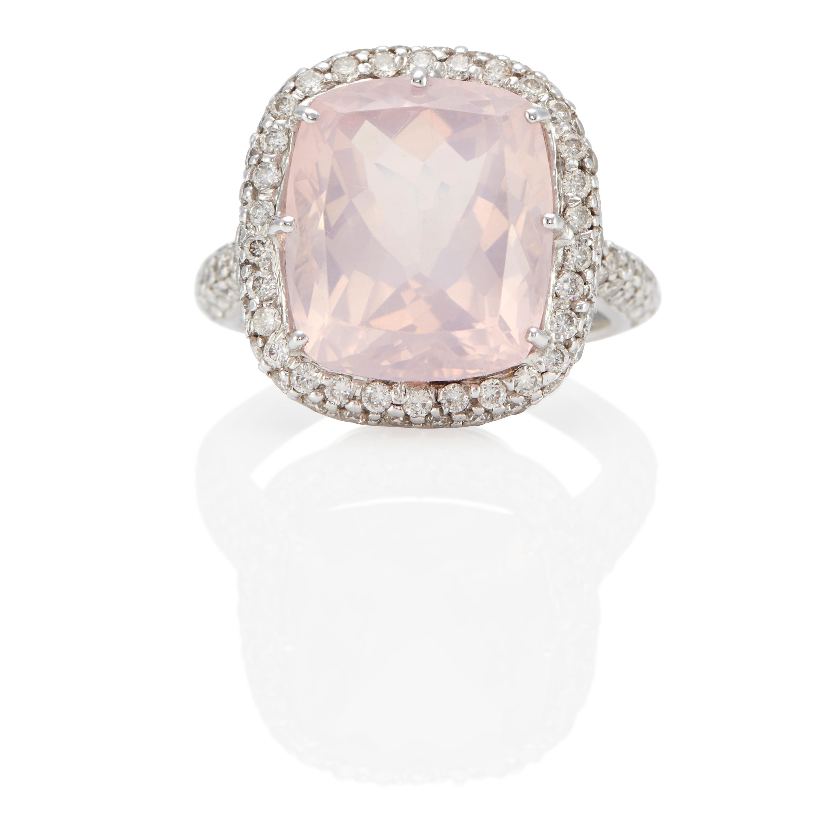 Appraisal: AN K WHITE GOLD ROSE QUARTZ AND DIAMOND RING k