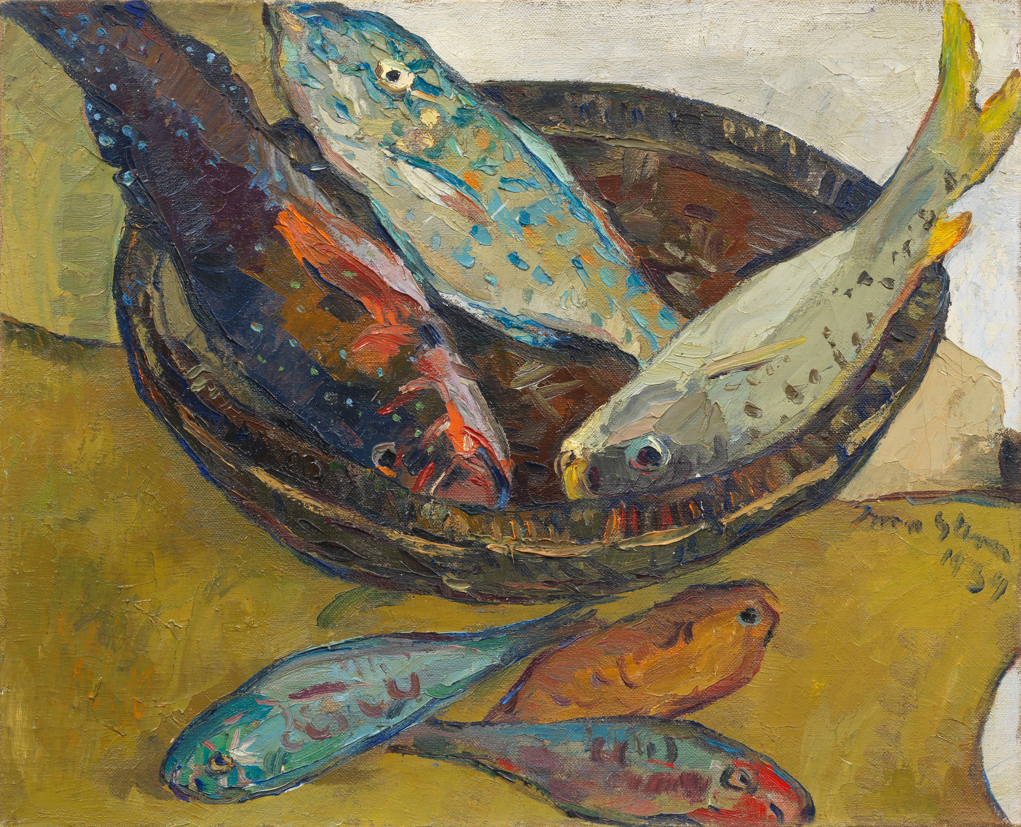 Appraisal: IRMA STERN SOUTH AFRICAN - Still life of fish signed