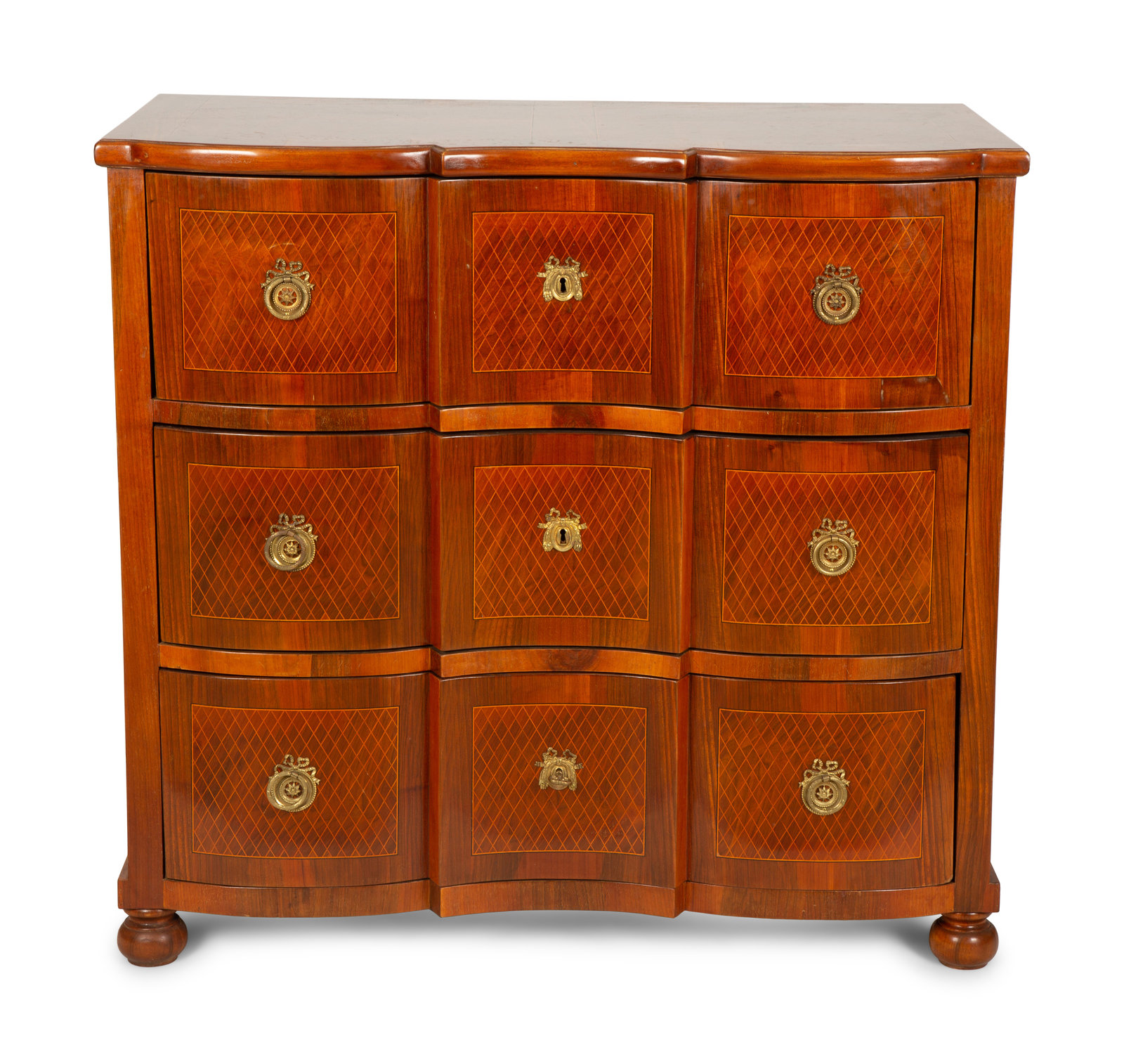 Appraisal: An Italian Baroque Style Parquetry Walnut Block Front Commode th