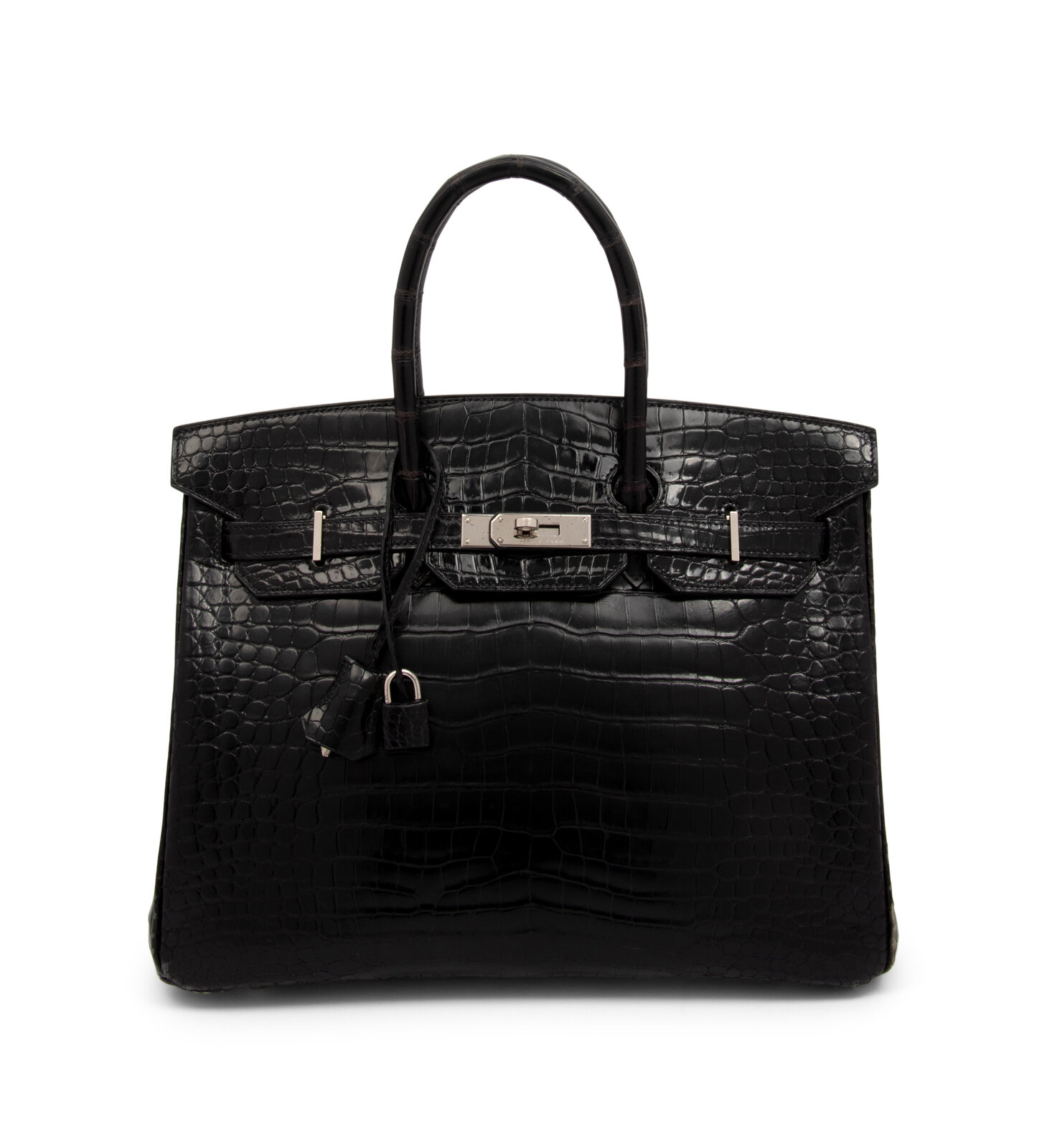 Appraisal: Herm s Birkin in Shiny Black Porosus Crocodile Birkin in