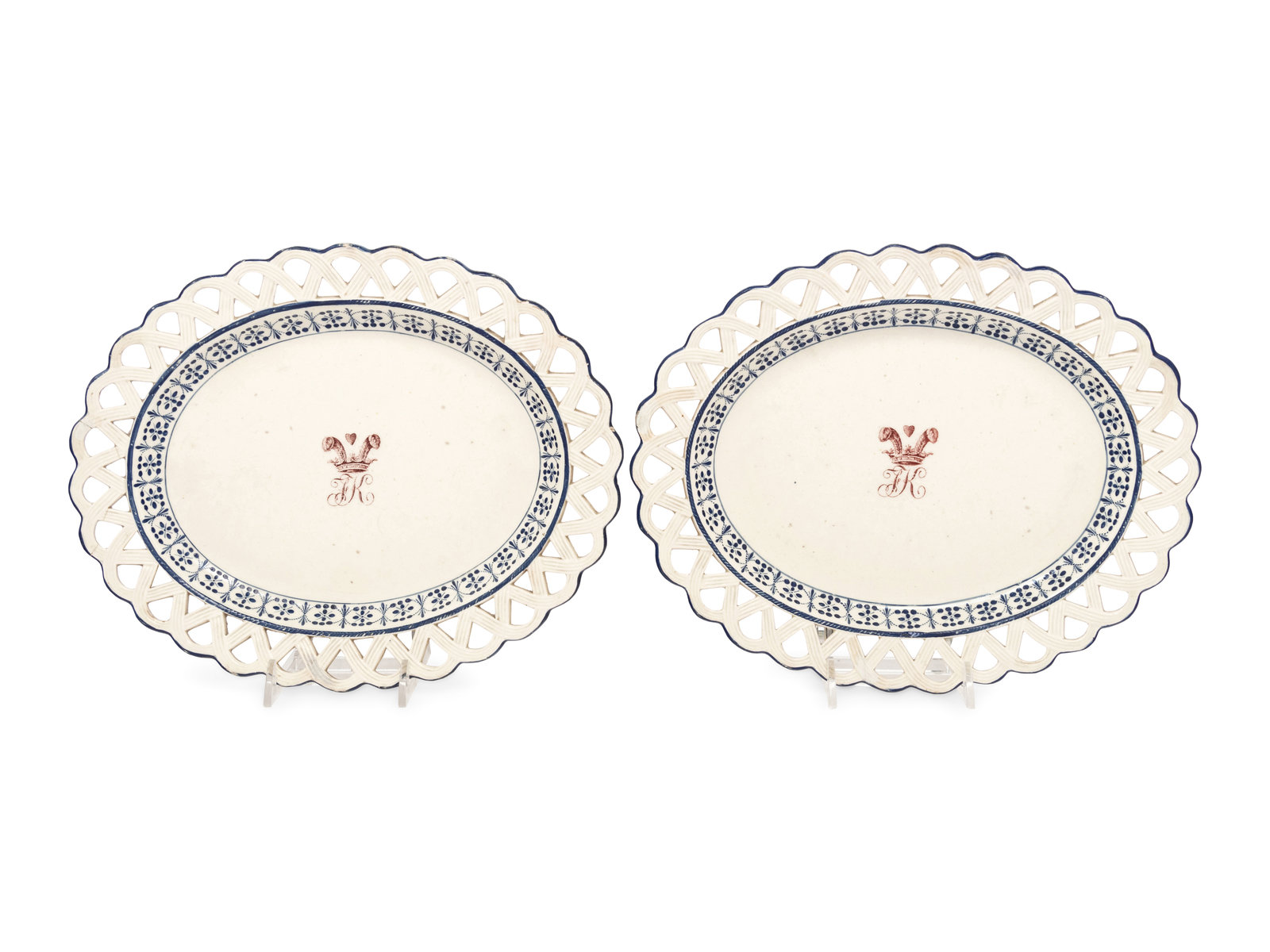 Appraisal: A Pair of English Reticulated Creamware Trays Circa the porcelain