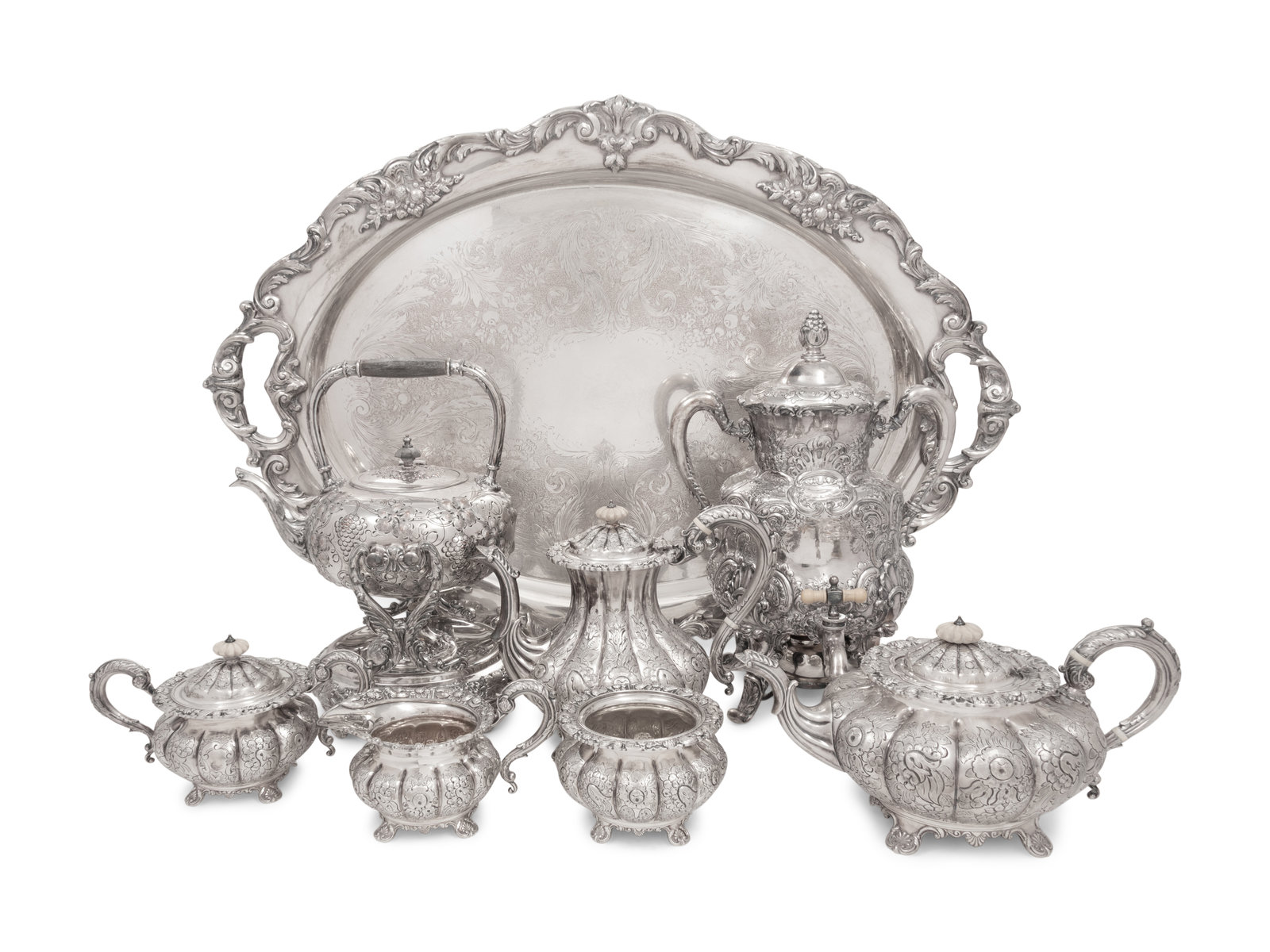 Appraisal: An English Silver-Plate Tea and Coffee Service comprising a hot