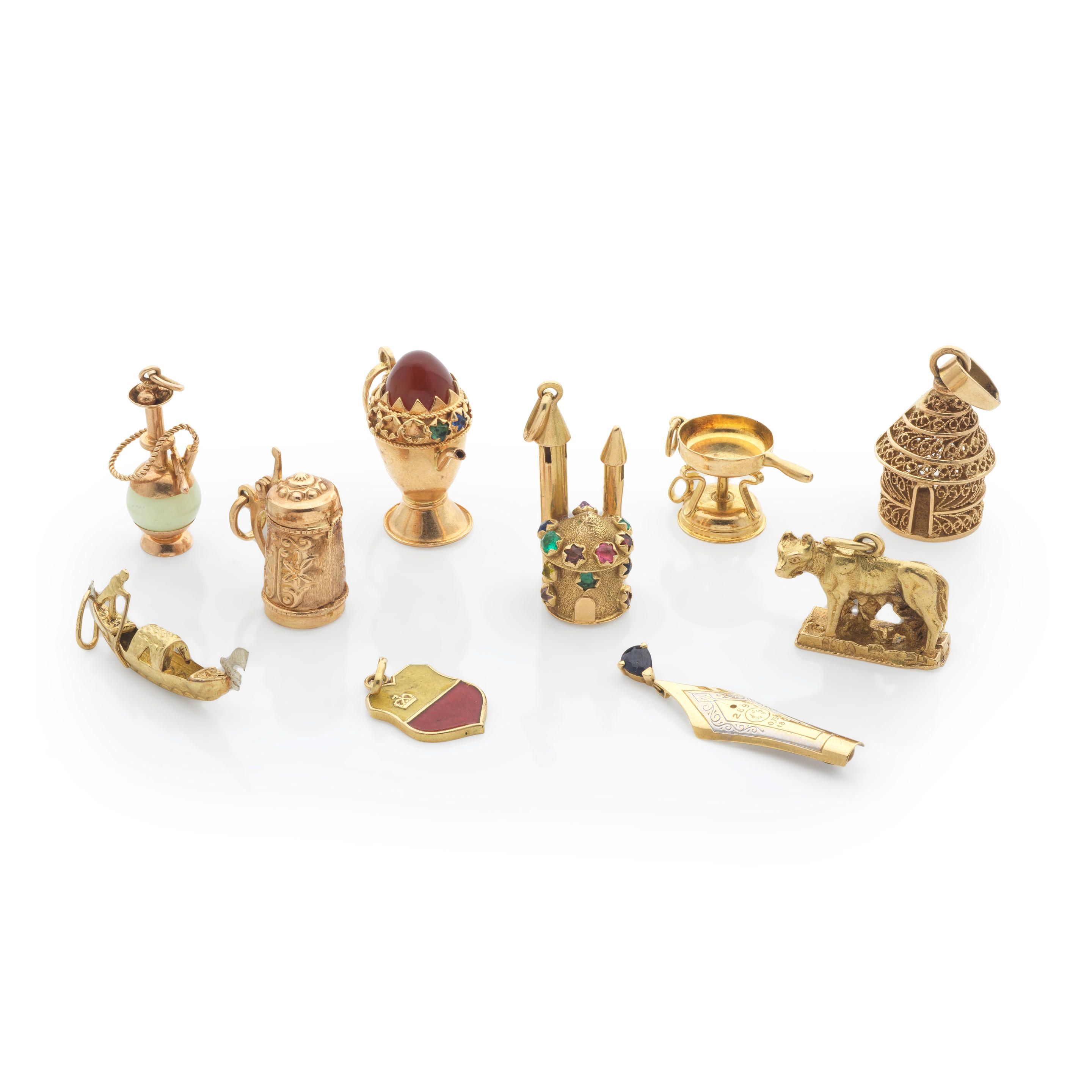 Appraisal: COLLECTION OF CHARMS GOLD AND COLOURED GEMSTONES ENSEMBLE DE BRELOQUES