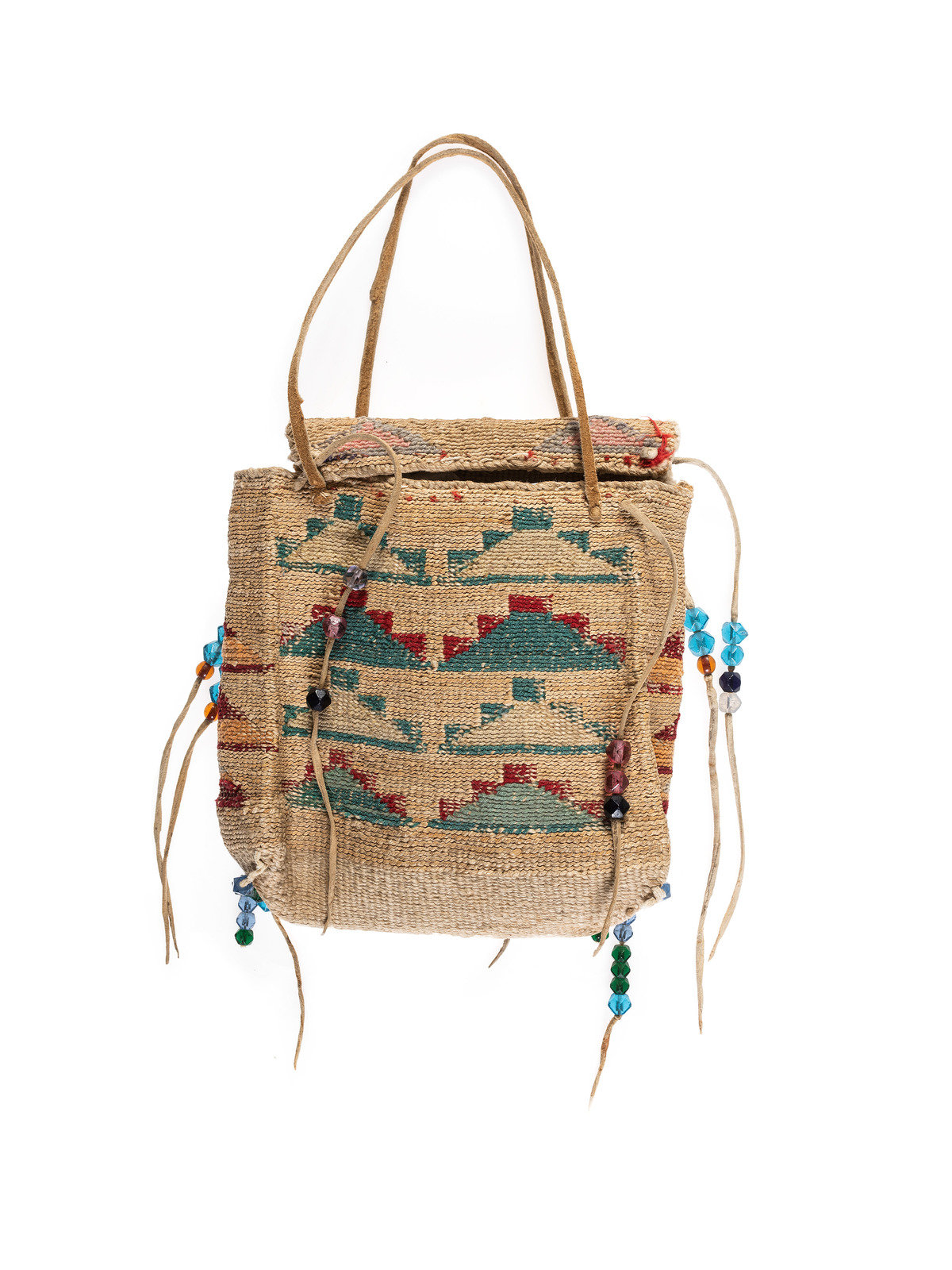 Appraisal: Nez Perce Miniature Corn Husk Bag ca embroidered with geometric