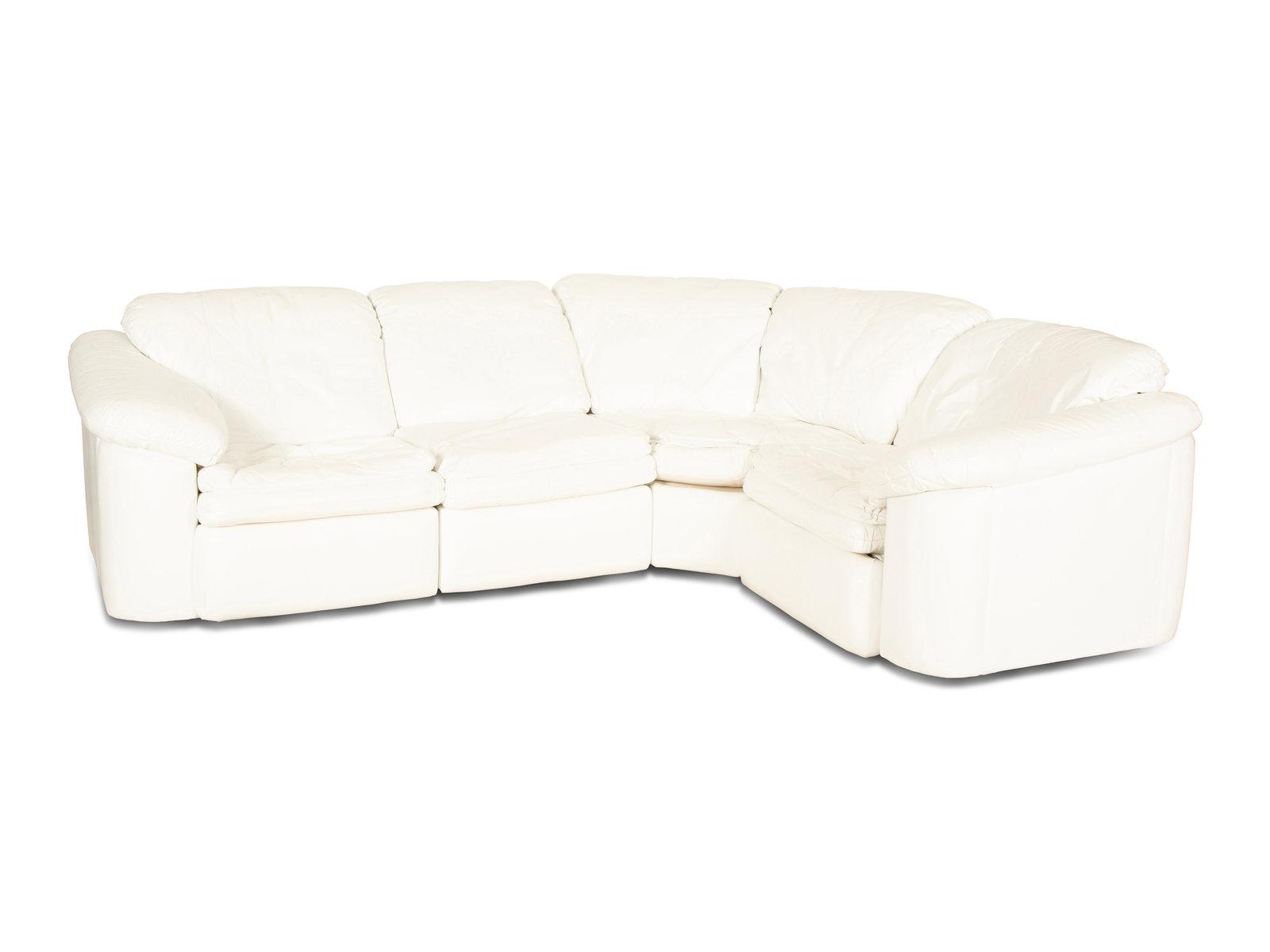 Appraisal: A Contemporary White Leather Sectional Sofa st Century made by