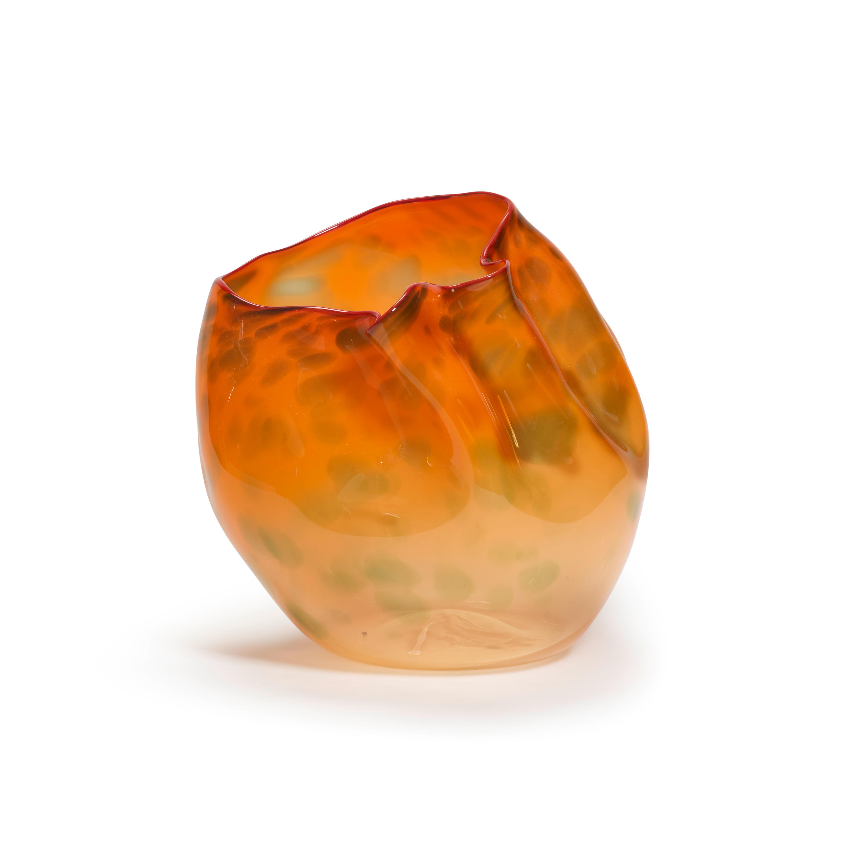 Appraisal: DALE CHIHULY BORN Orange Basket with Red Lip Wrap for