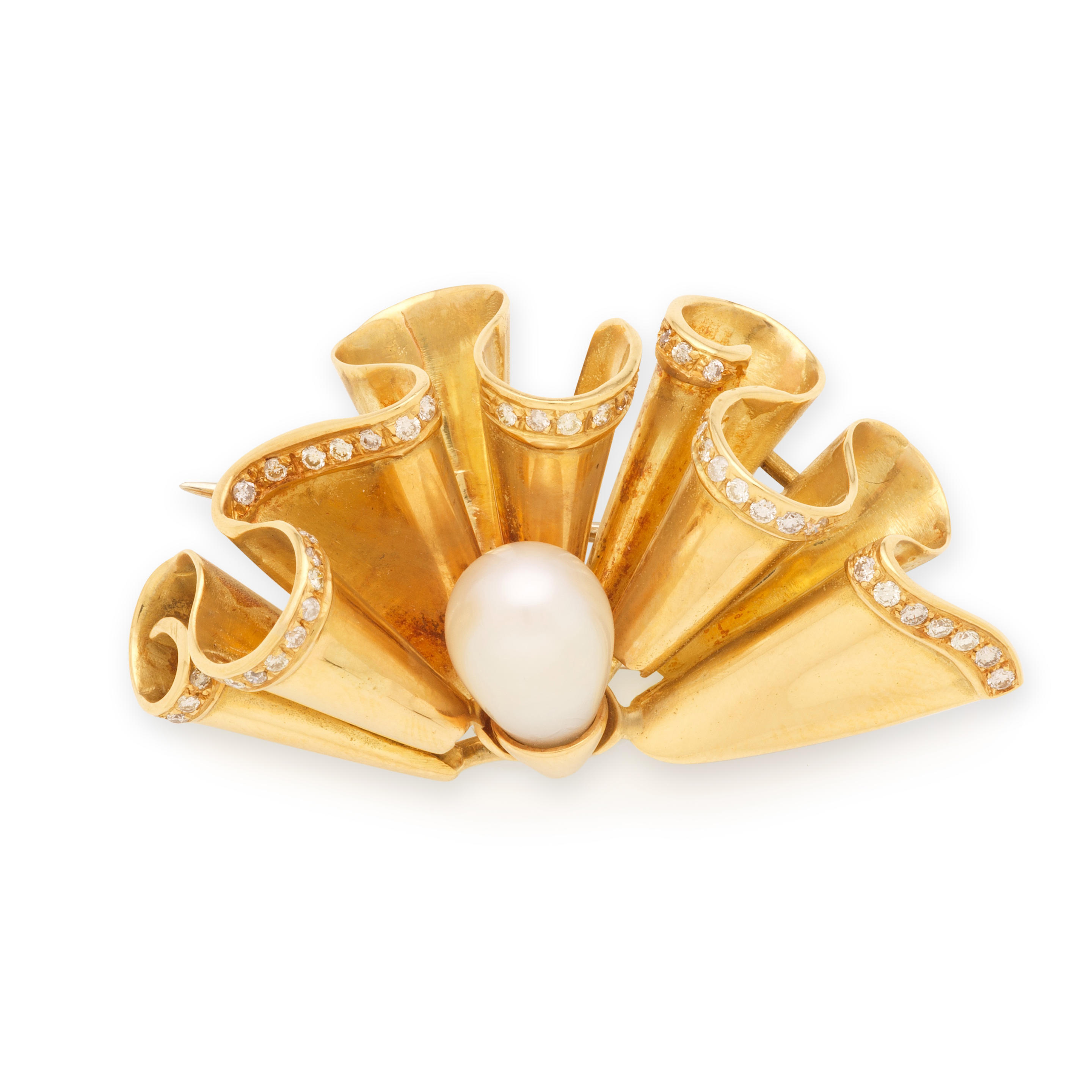 Appraisal: CULTURED PEARL AND DIAMOND BROOCH BROCHE PERLE DE CULTURE ET