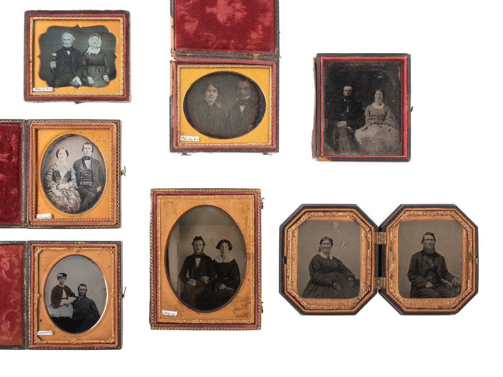 Appraisal: EARLY PHOTOG cased images of husbands and wives incl work