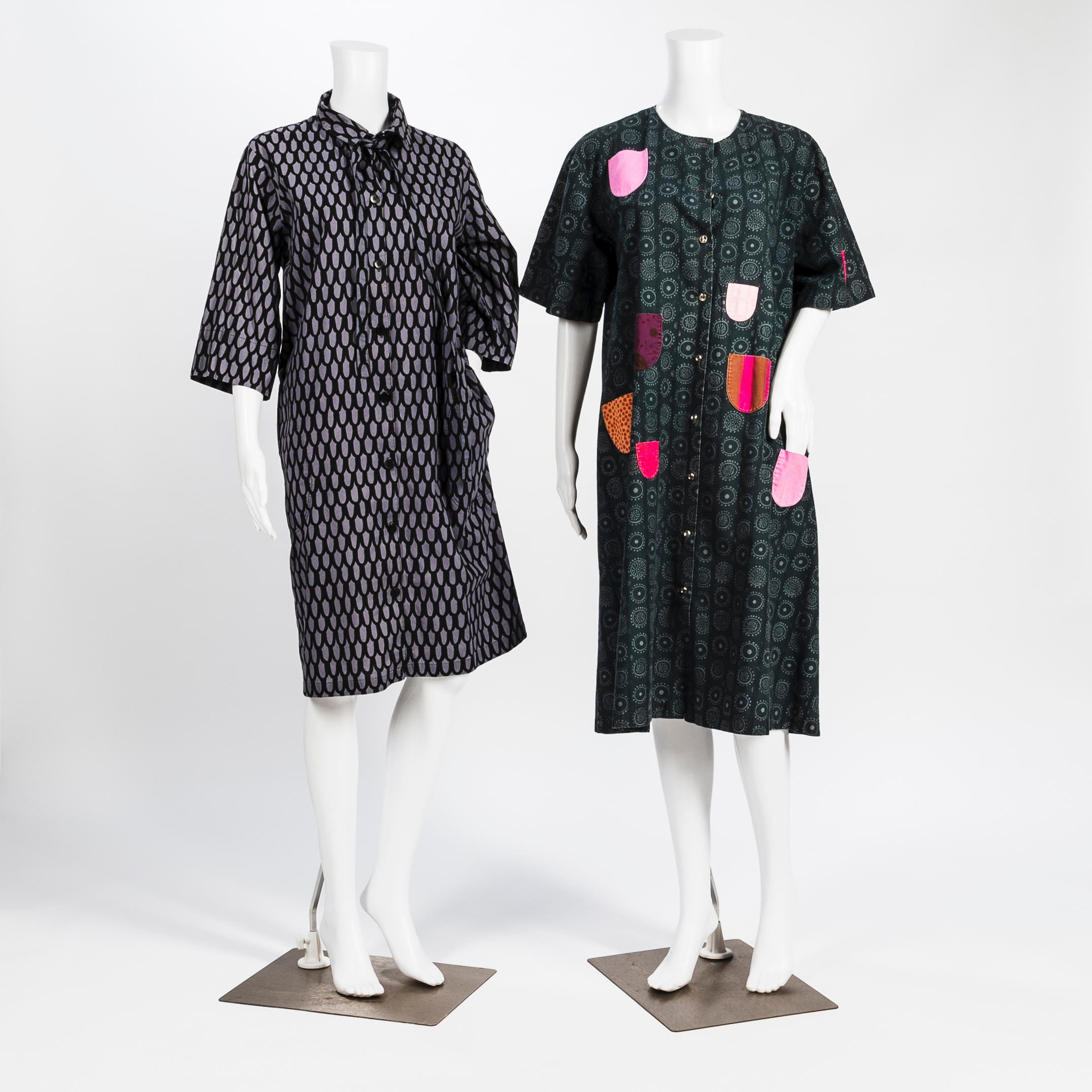 Appraisal: FOUR MARIMEKKO WOVEN COTTON DRESSES sizes two and one shirt