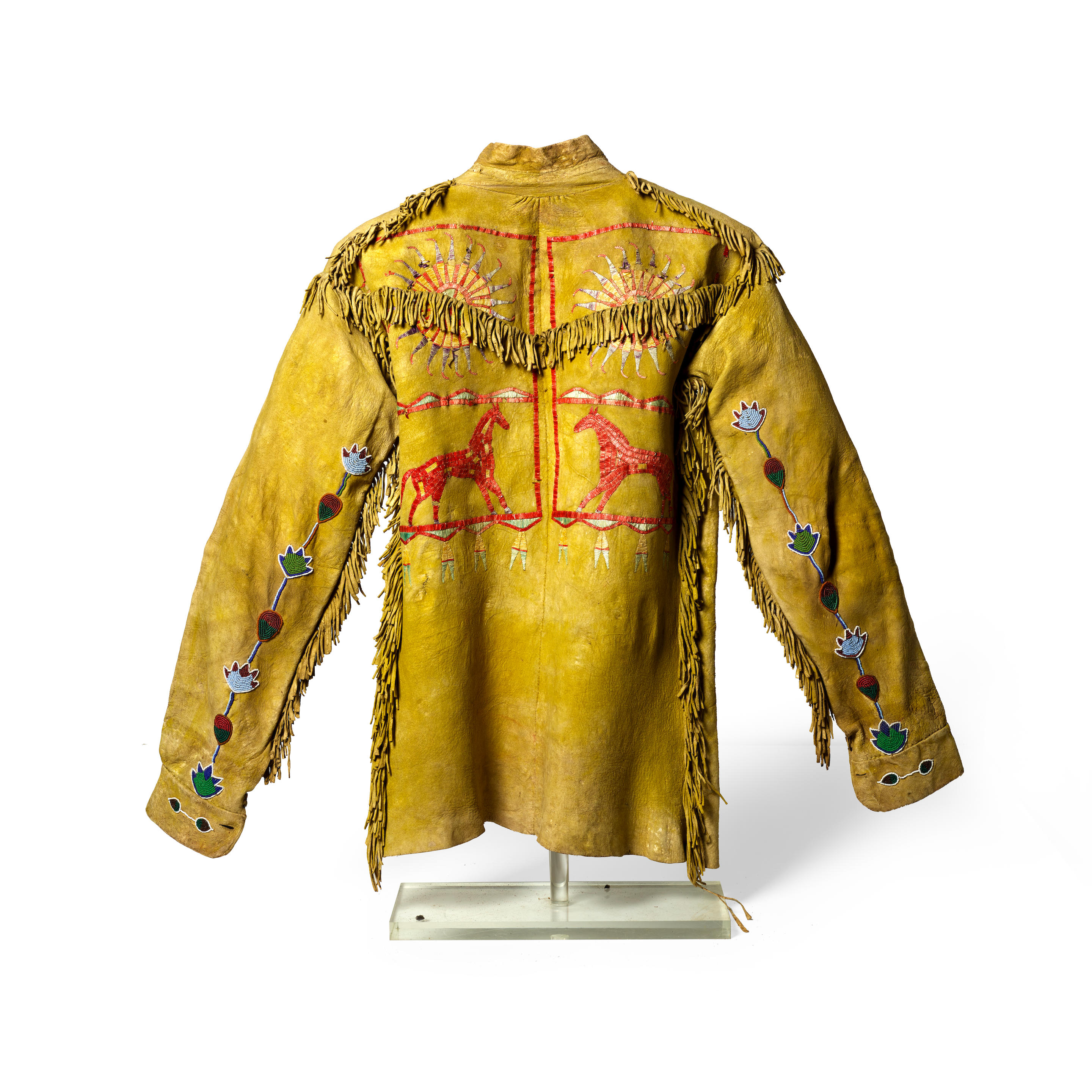 Appraisal: A FORT BERTHOLD PICTORIAL QUILLED AND BEADED SCOUT'S JACKET Partially