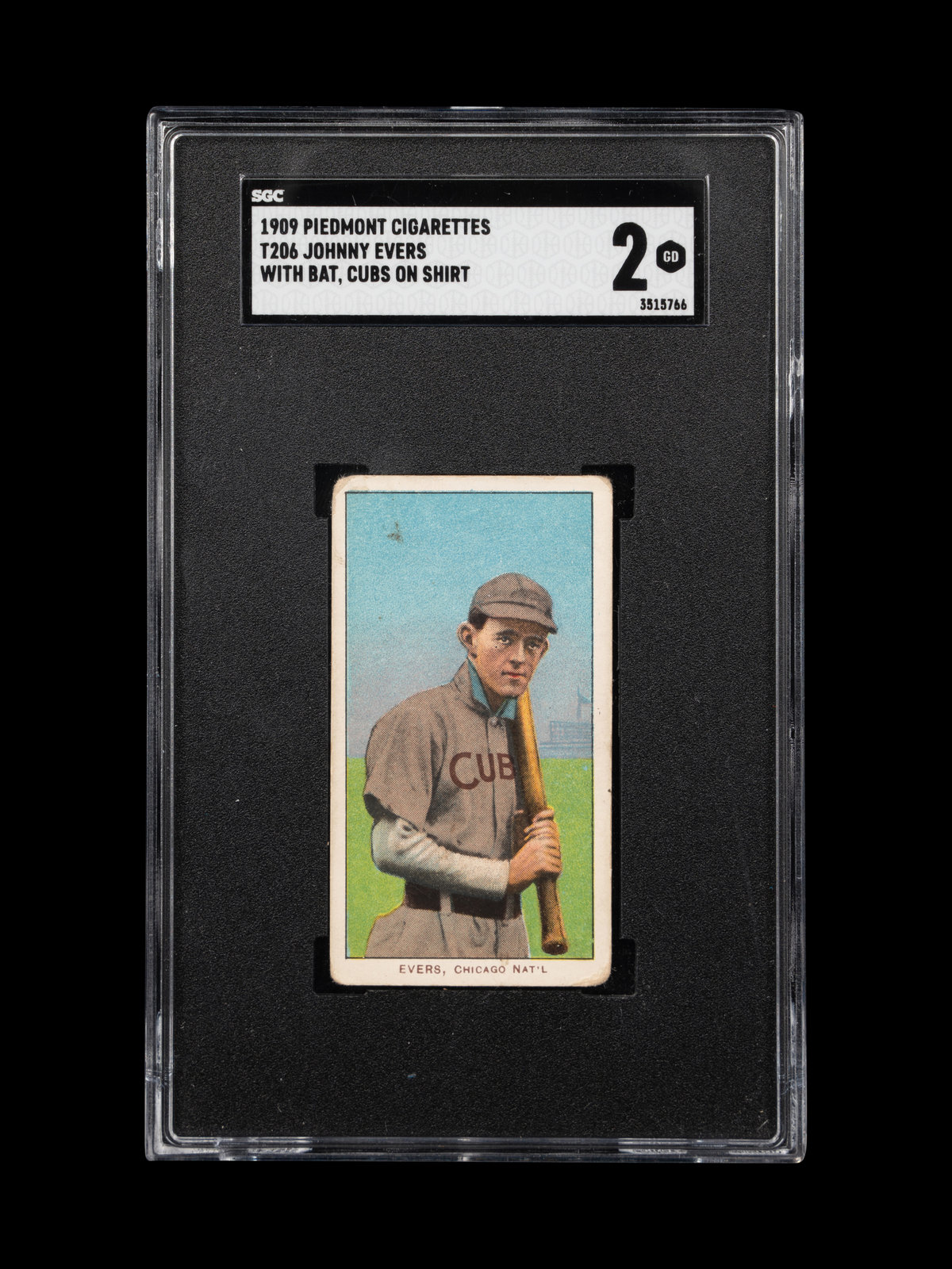 Appraisal: A T Piedmont Cigarettes Johnny Evers With Bat Cubs On