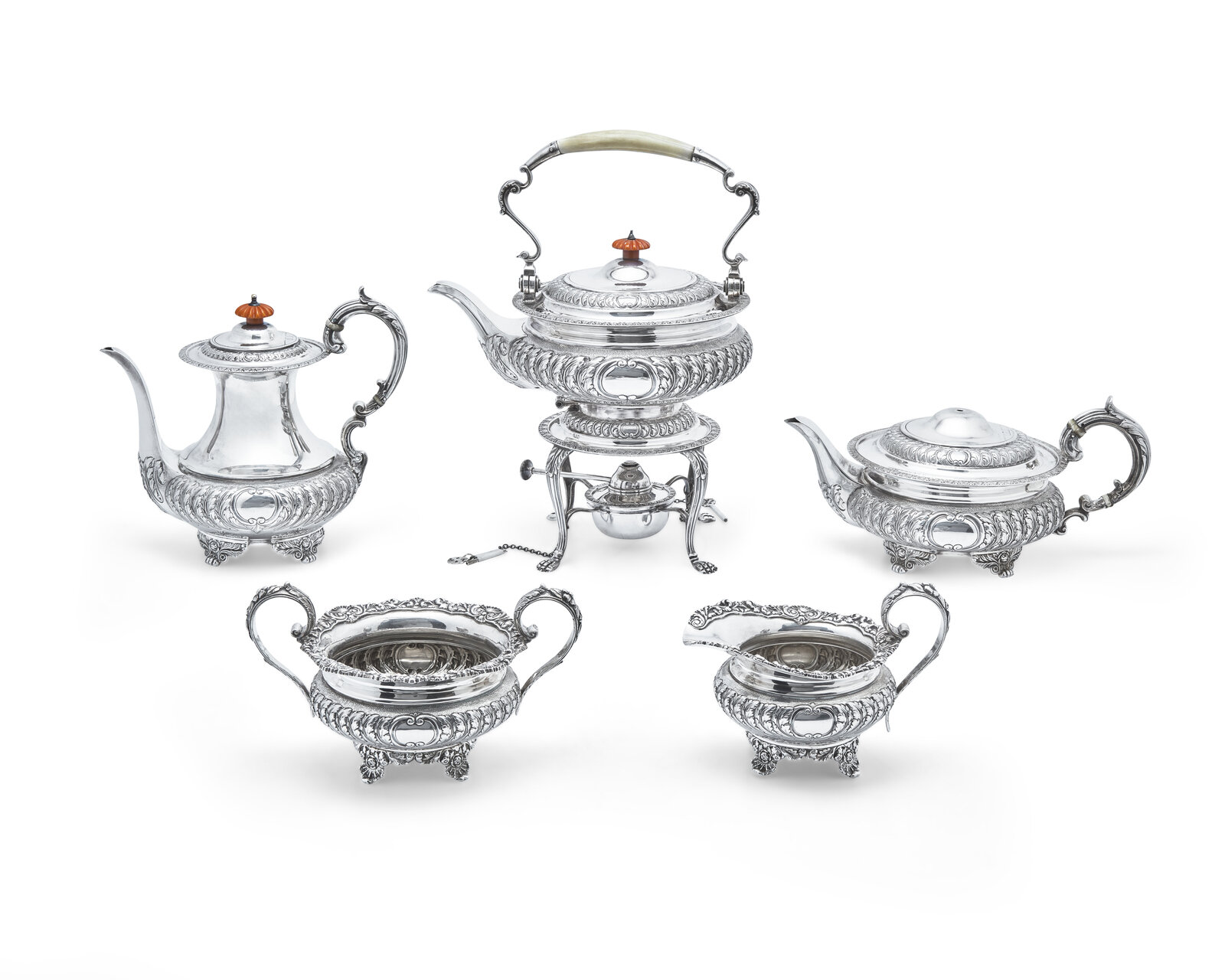 Appraisal: An English Silver Assembled Five-Piece Tea and Coffee Service Edward