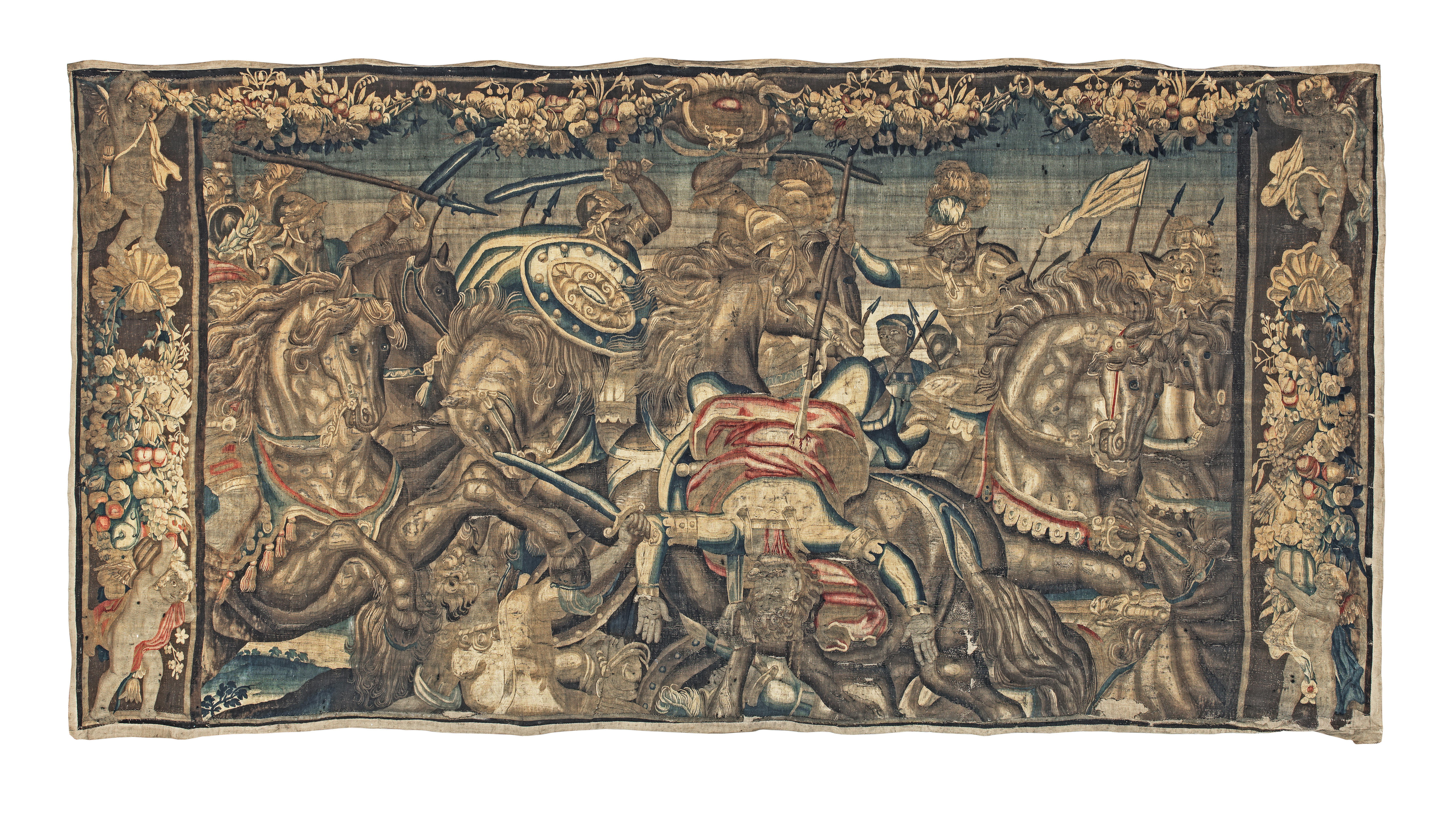 Appraisal: A FINE FLEMISH HISTORICAL TAPESTRY FRAGMENT Probably mid th century