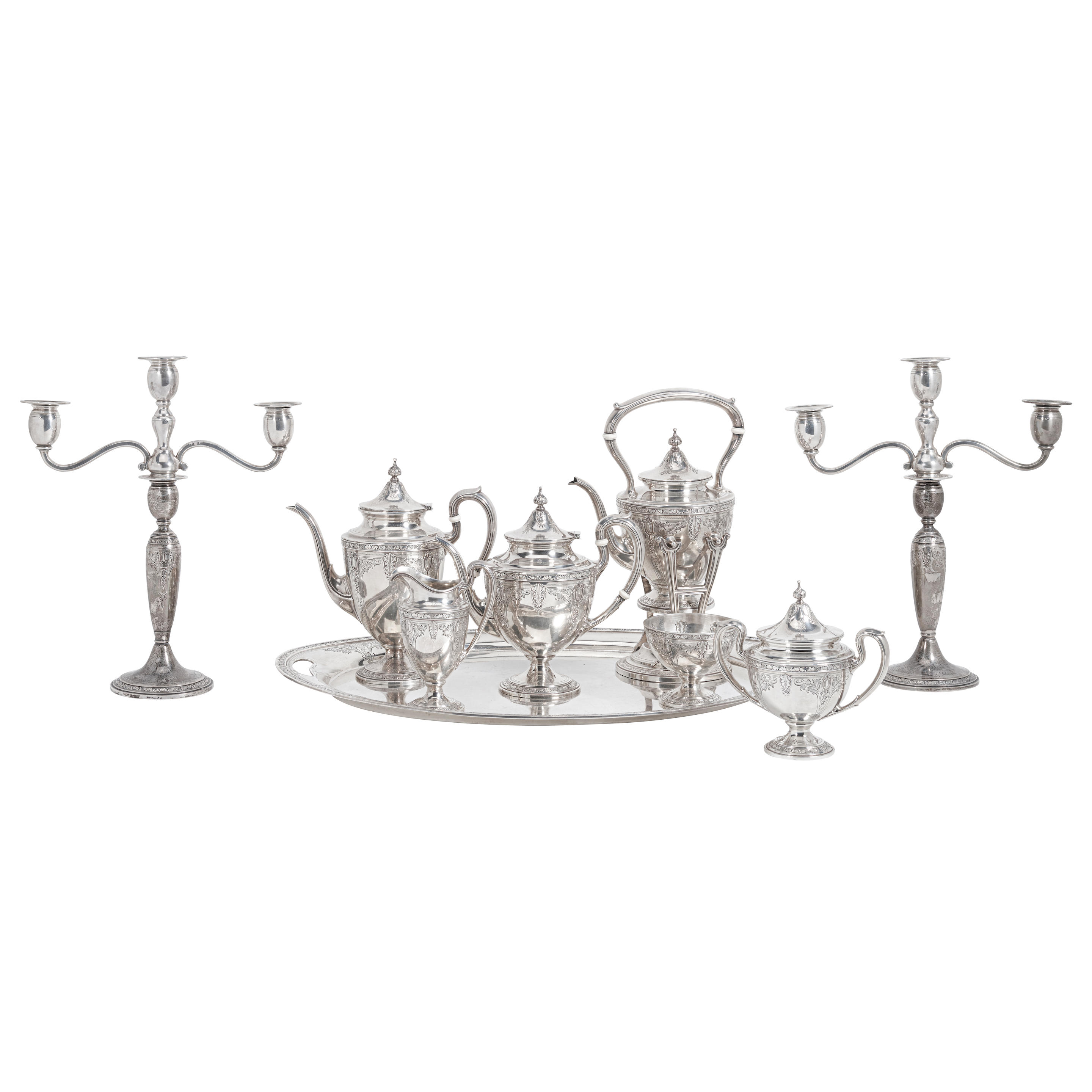 Appraisal: AN AMERICAN STERLING SILVER NINE-PIECE TEA AND COFFEE SERVICE by