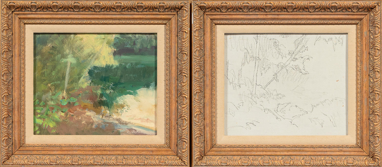 Appraisal: RICHARD EARL THOMPSON AMERICAN - Two Works Oil Sketch from