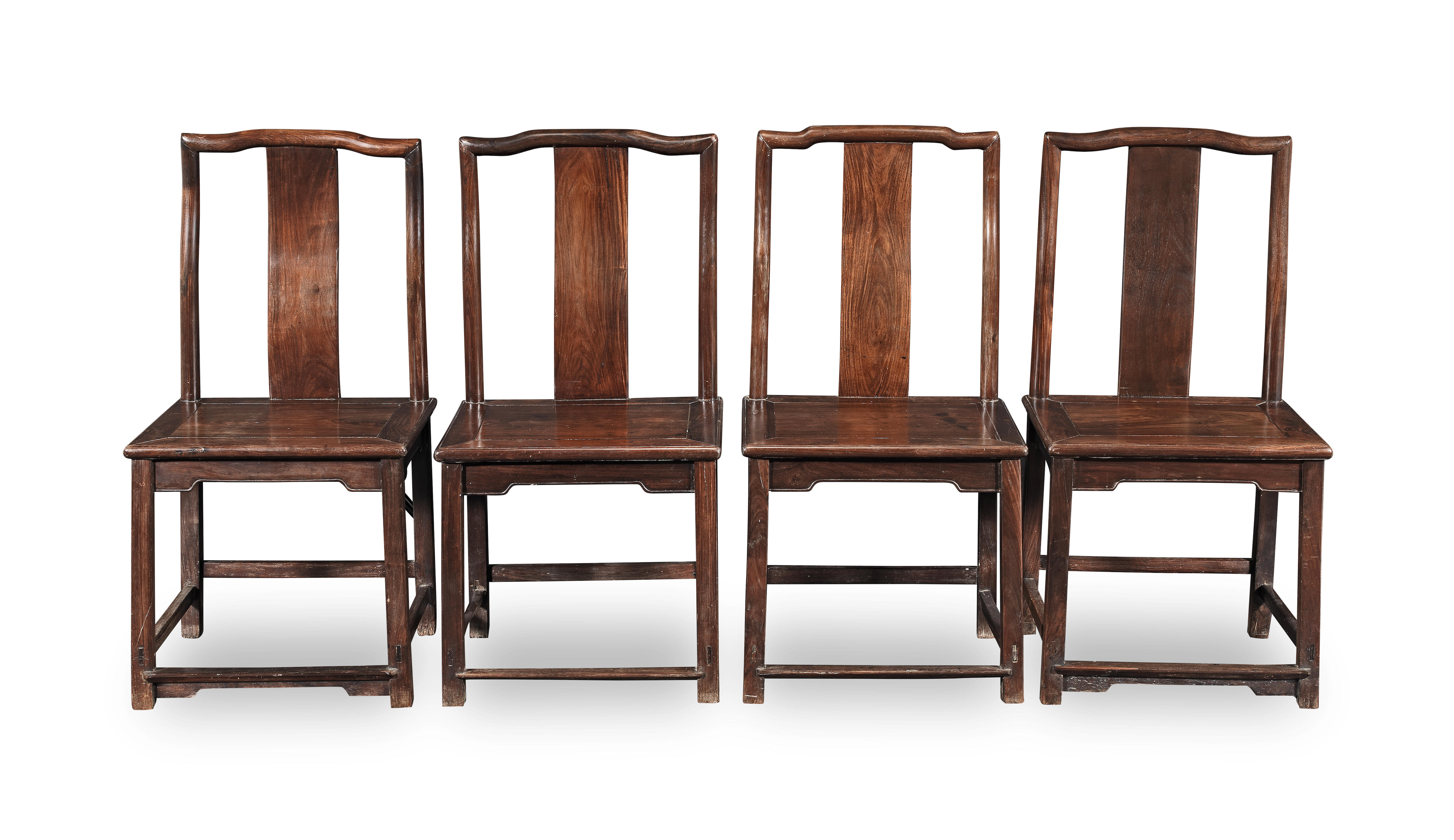 Appraisal: A SET OF FOUR HUALI YOKEBACK CHAIRS th th century