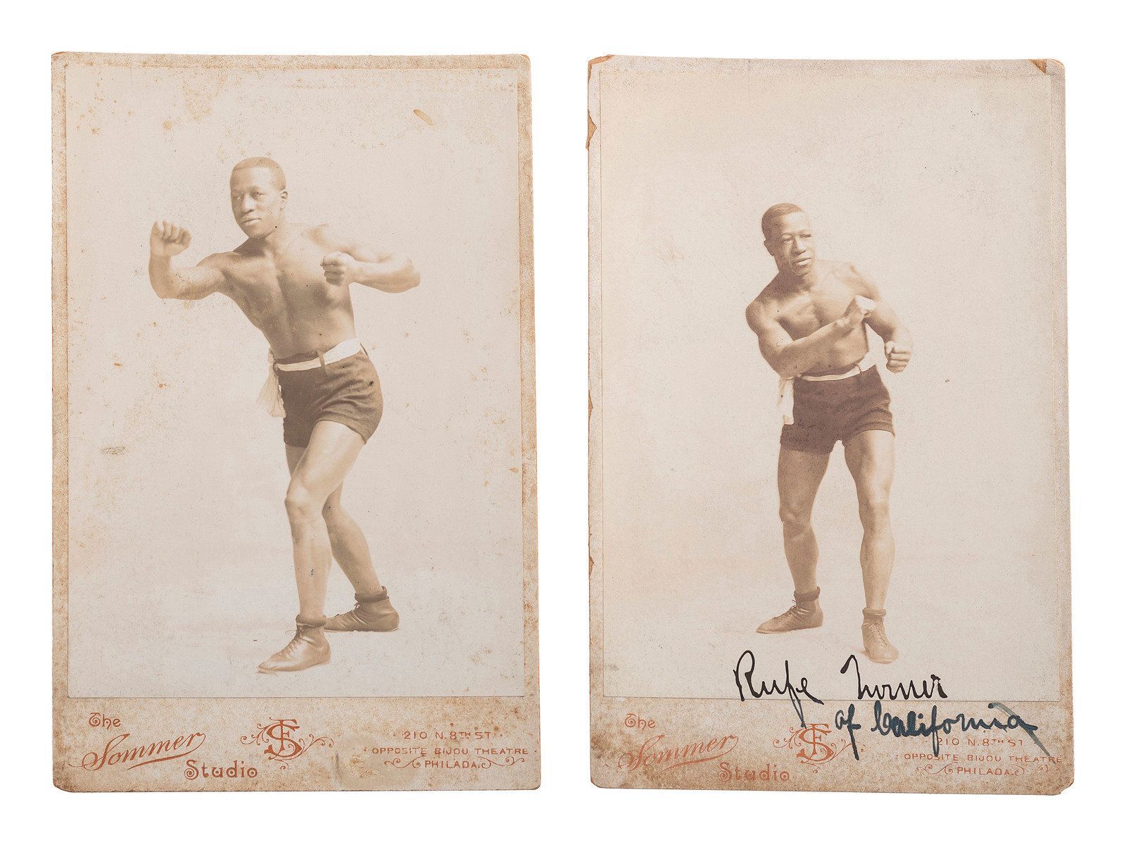 Appraisal: BOXING -- TURNER Rufus d Cabinet cards of boxer Rufus