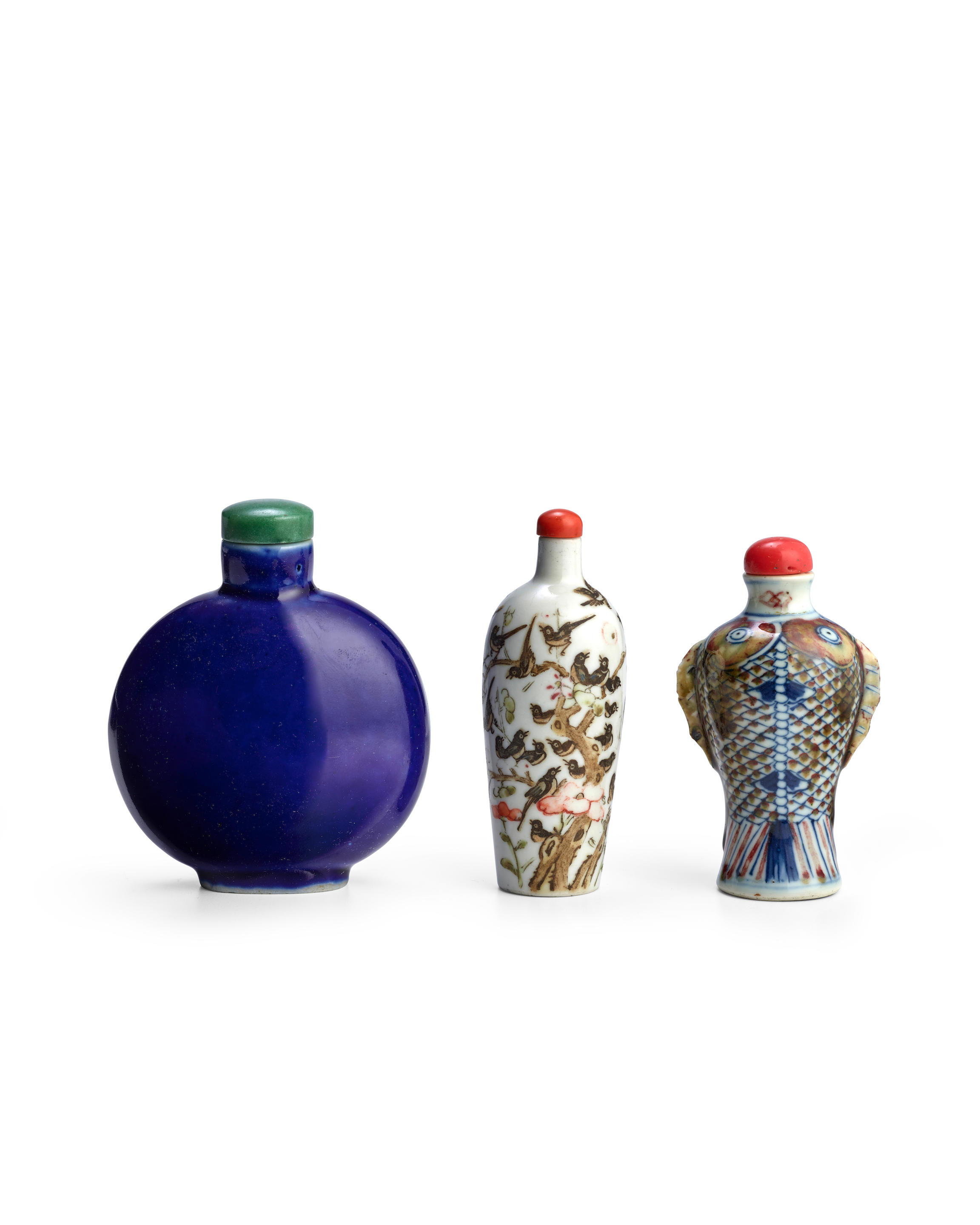 Appraisal: THREE LARGE PORCELAIN BOTTLES Between - Comprising A massive flattened