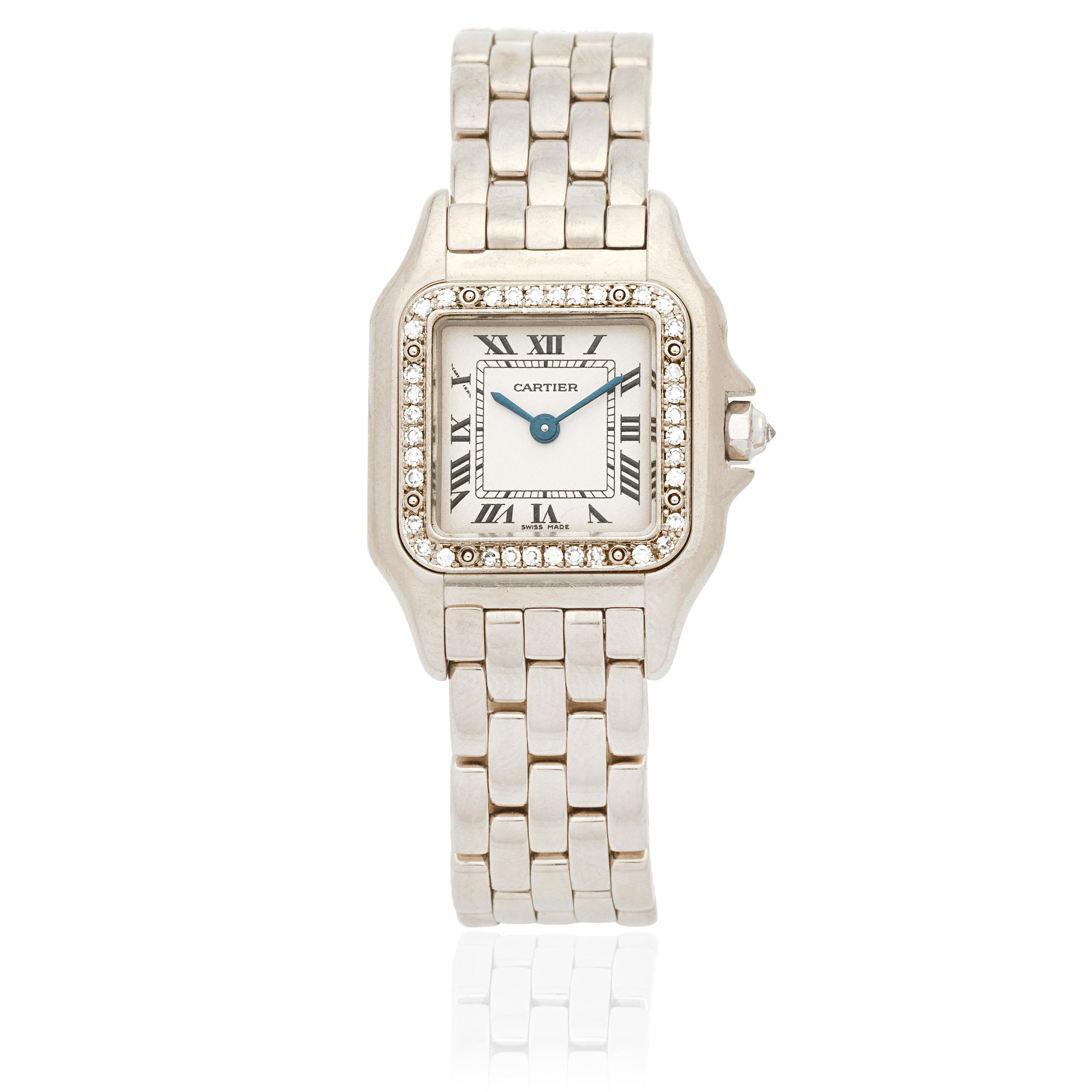 Appraisal: CARTIER A LADY'S K WHITE GOLD DIAMOND SET QUARTZ BRACELET