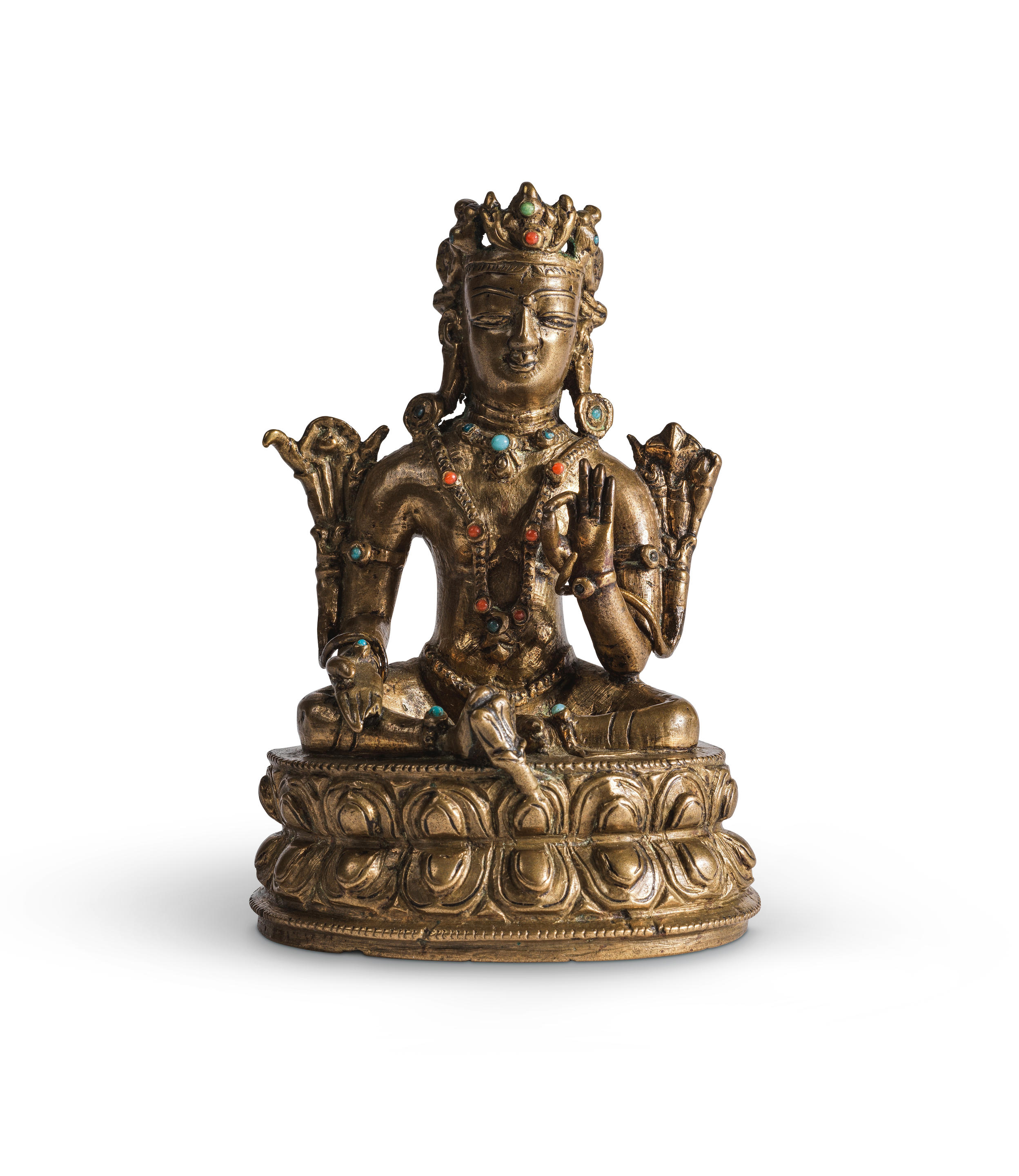 Appraisal: STATUETTE D'UNE DIVINIT B N EN ALLIAGE DE CUIVRE TIBET