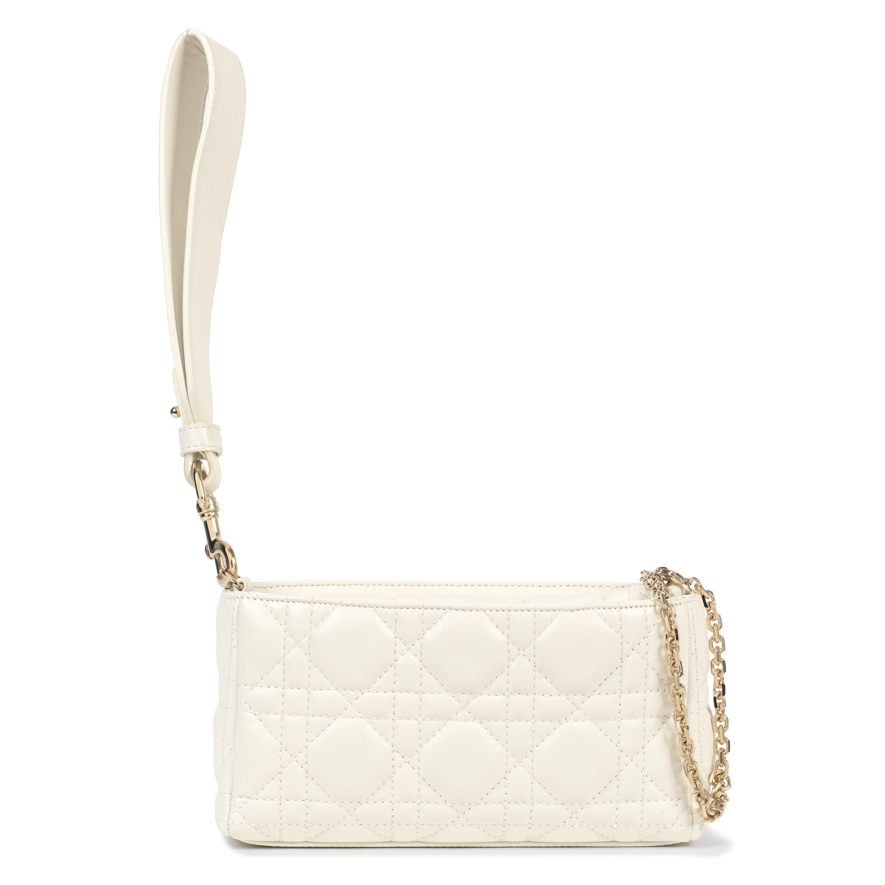 Appraisal: CHRISTIAN DIOR A LATTE LAMBSKIN LADY D POUCH White cannage