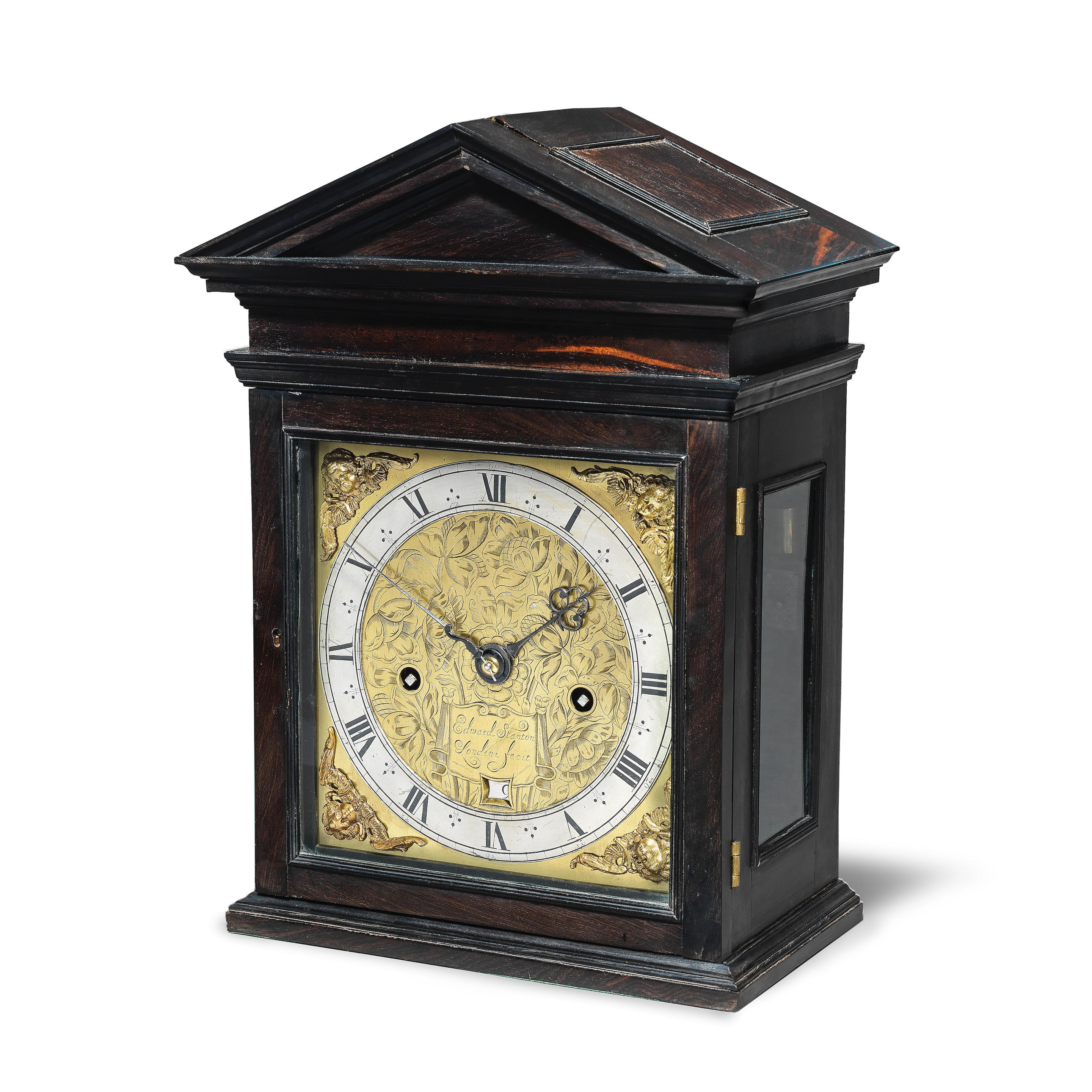 Appraisal: A LATE TH CENTURY AND LATER EBONY ARCHITECTURAL TABLE CLOCK