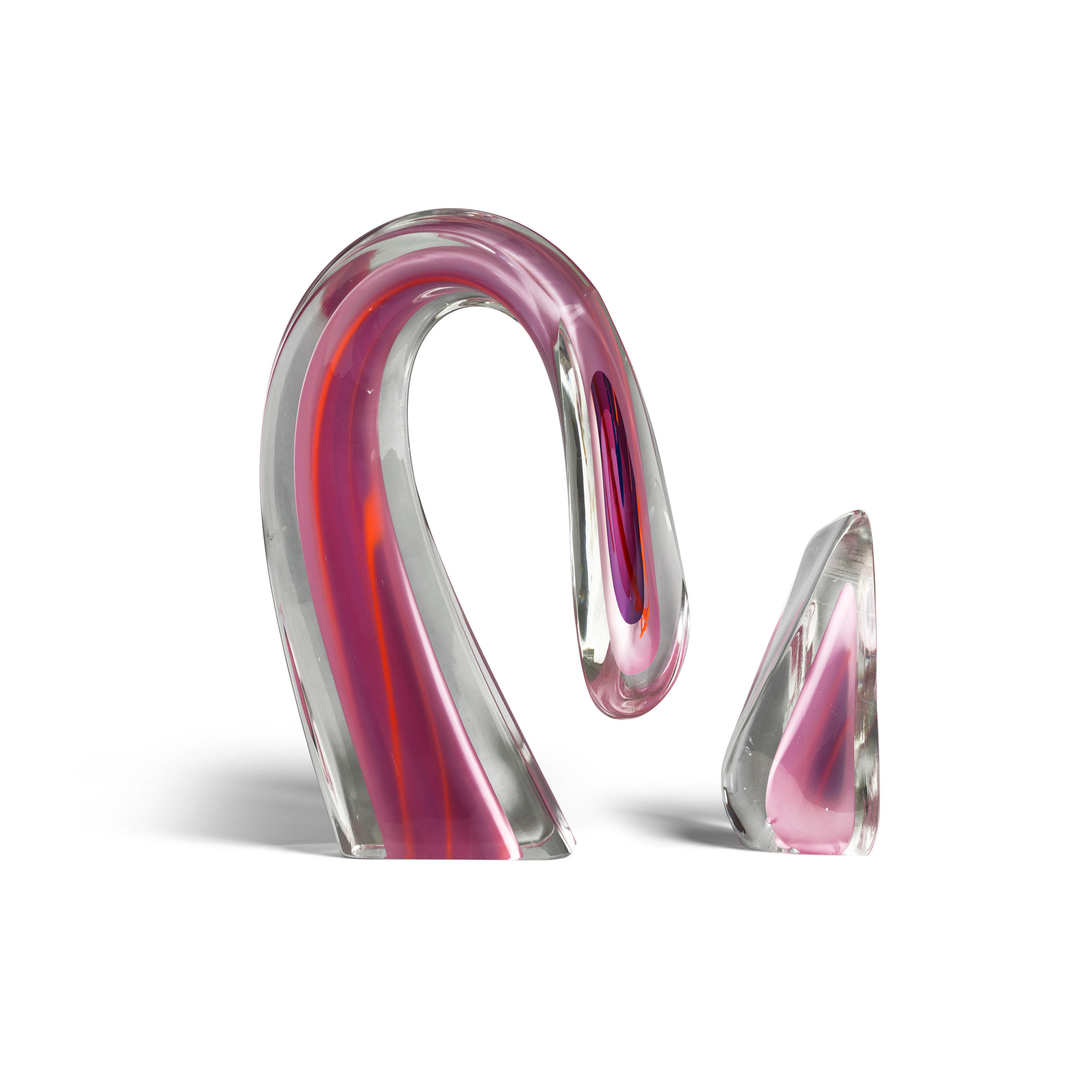 Appraisal: HARVEY LITTLETON - Sliced Descending Form blown glass the larger