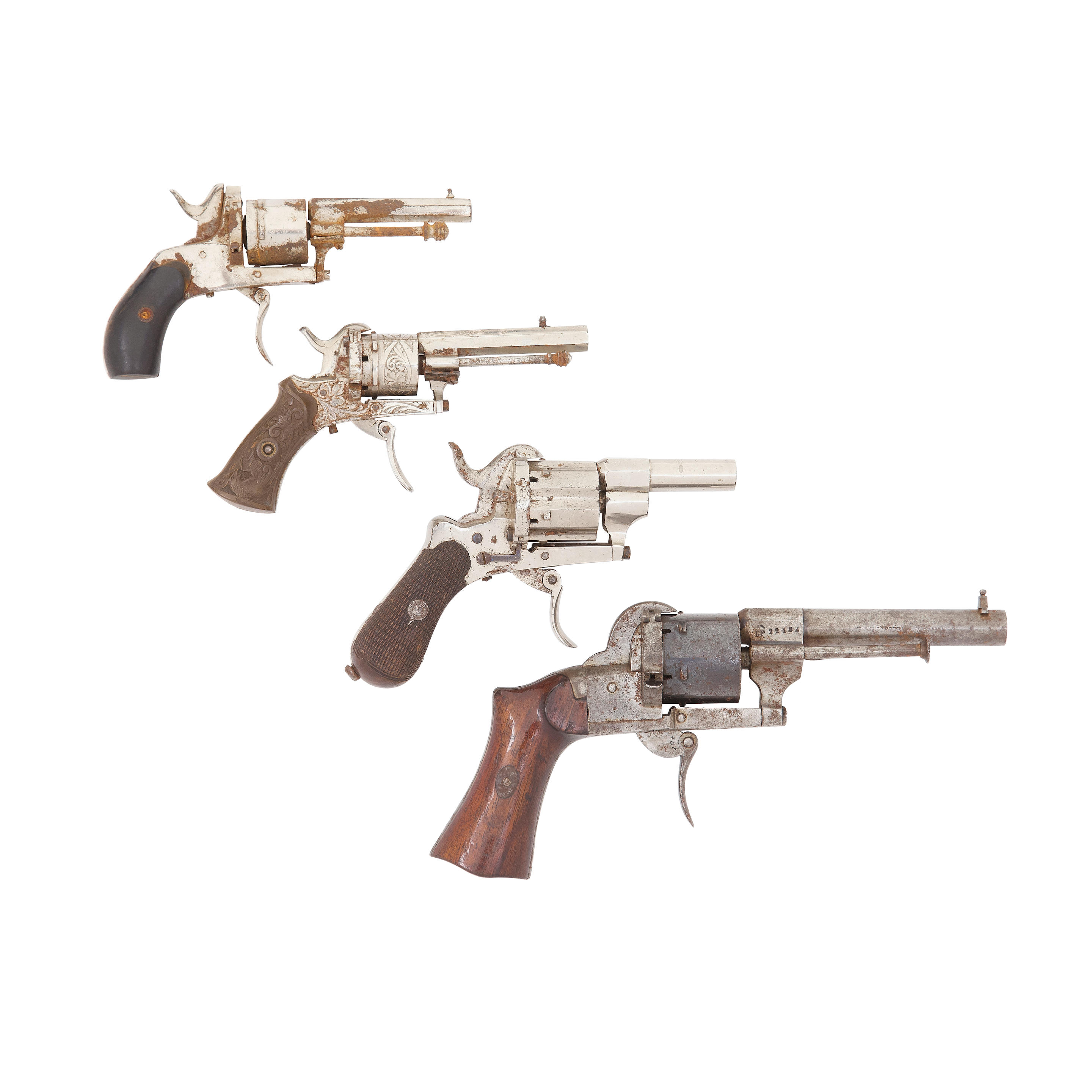 Appraisal: FOUR PIN-FIRE POCKET REVOLVERS OF SMALL BORE ALL LATE TH