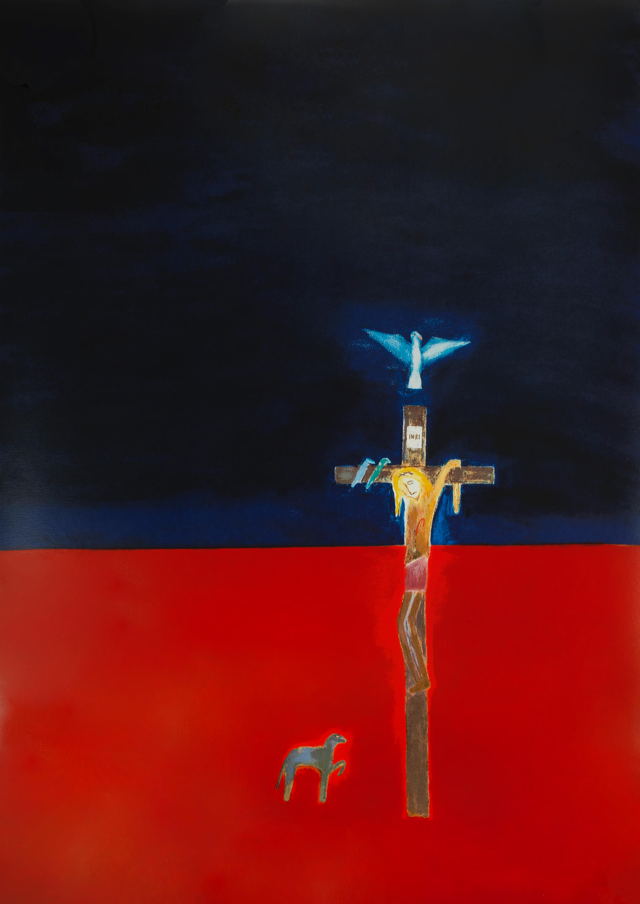 Appraisal: CRAIGIE AITCHISON BRITISH - Crucifixion Screenprint in colours on wove