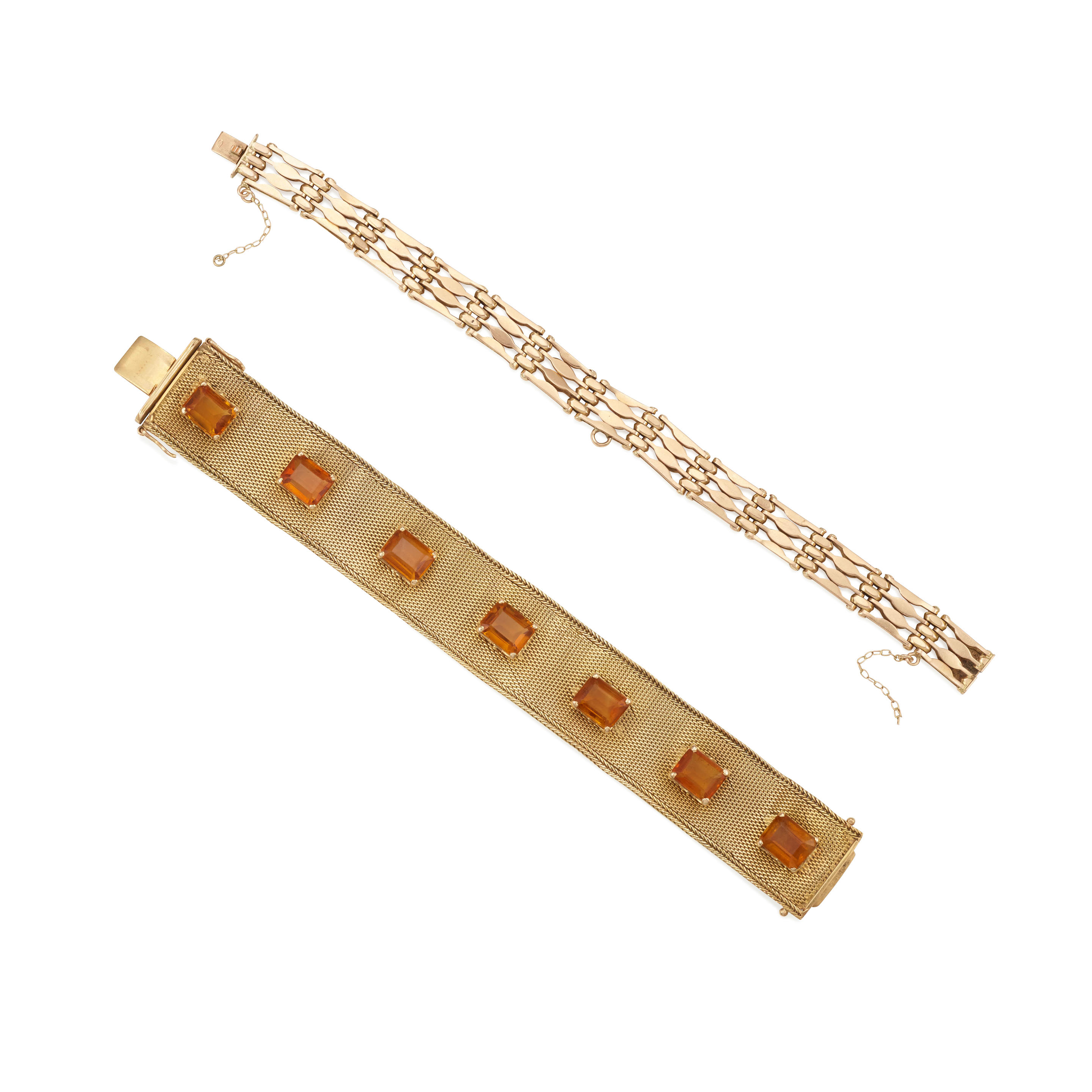 Appraisal: TWO GOLD ROSE GOLD AND CITRINE BRACELETS Citrines weighing approximately