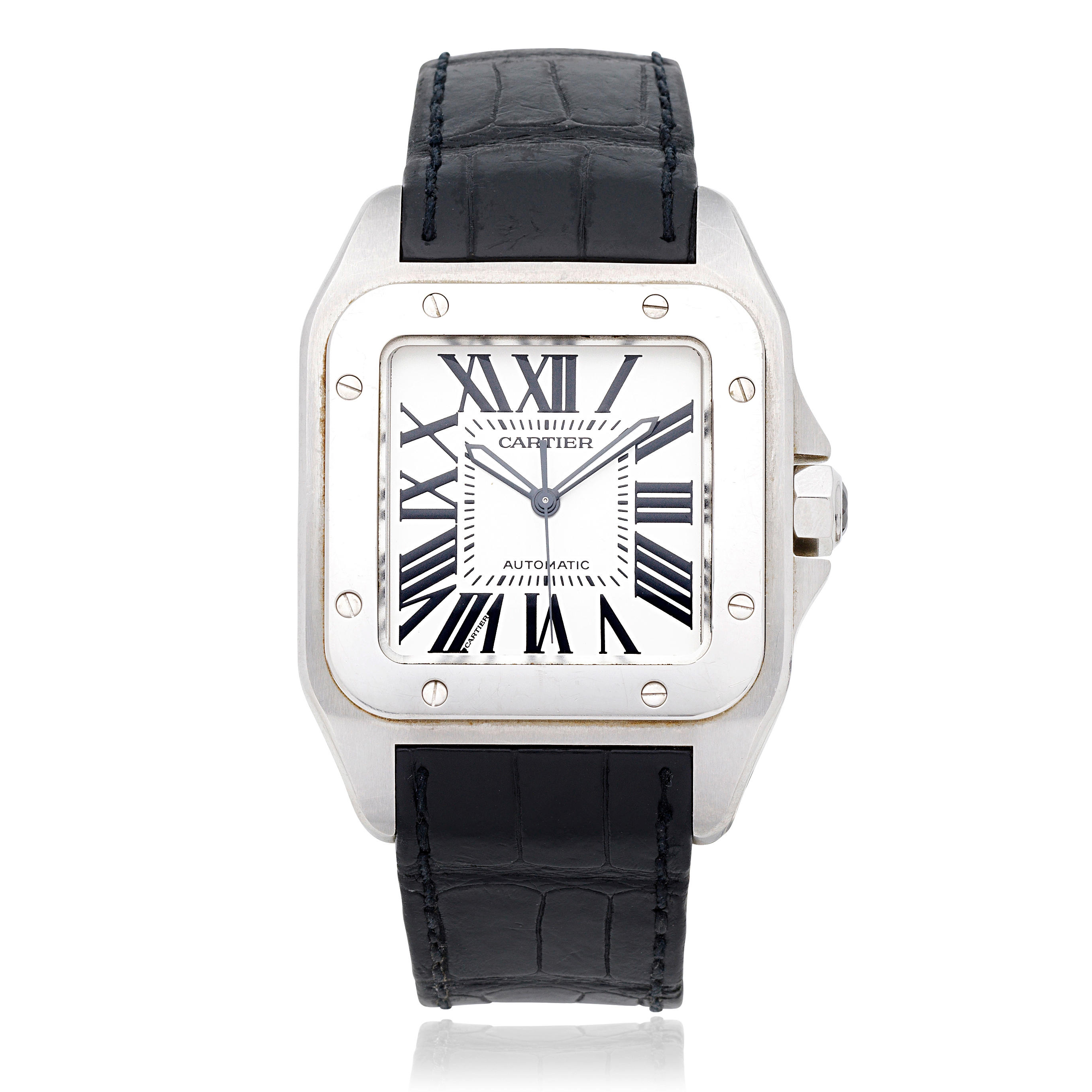 Appraisal: CARTIER A STAINLESS STEEL AUTOMATIC WRISTWATCH Model Santos Reference Date