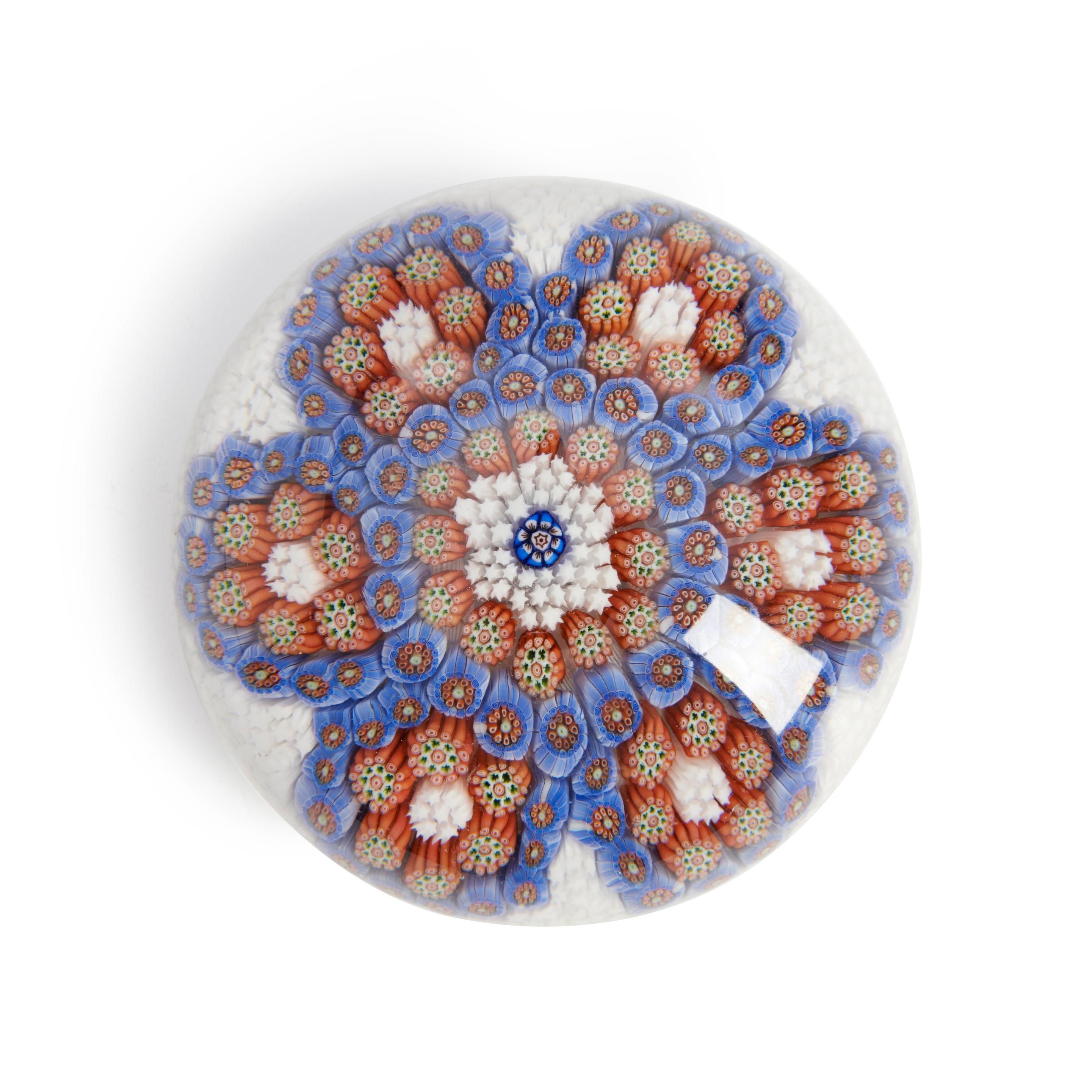 Appraisal: BACCARAT STARDUST CARPET-GROUND MILLEFIORI GLASS PAPERWEIGHT France blue garland enclosing