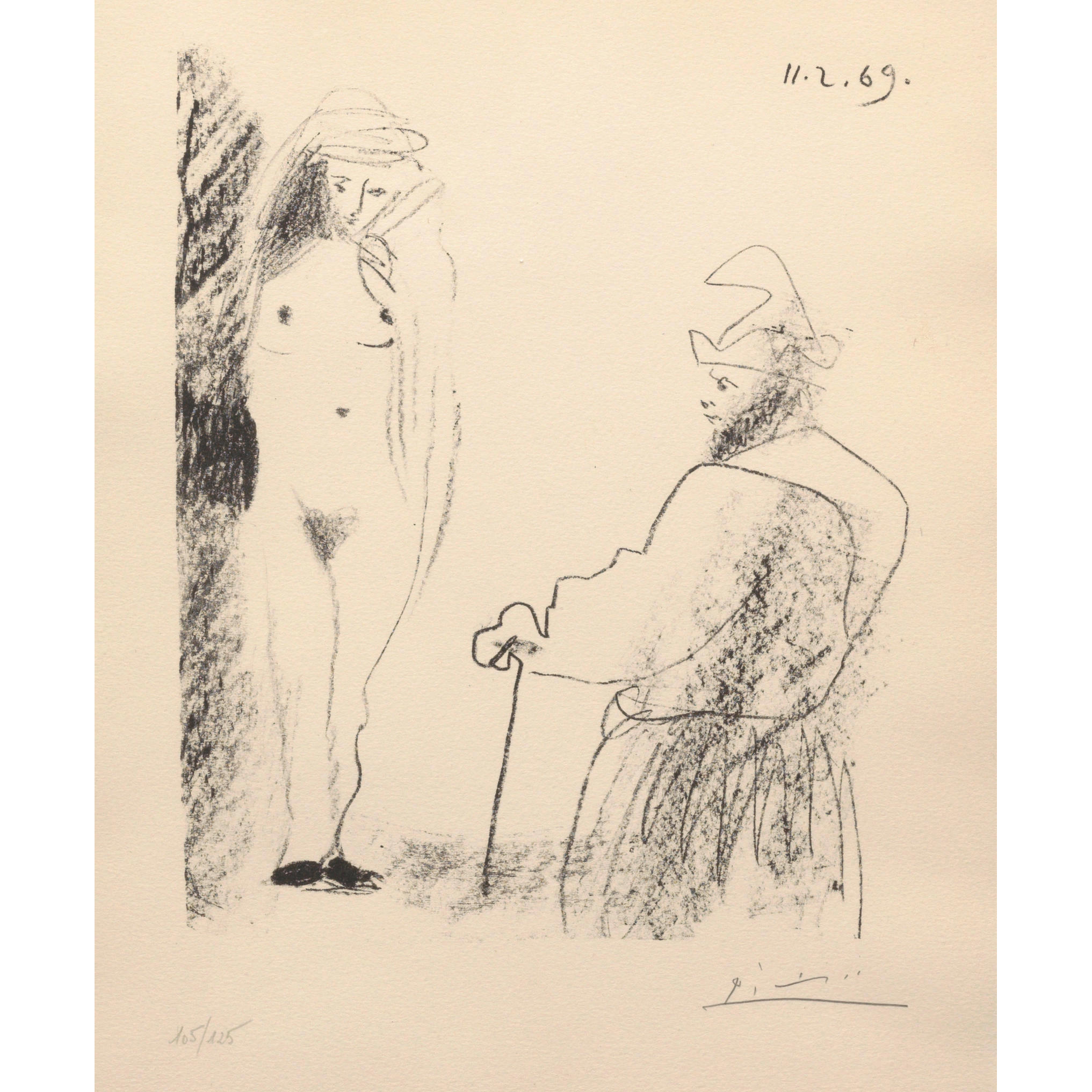 Appraisal: PABLO PICASSO - Femme nue et homme la canne from