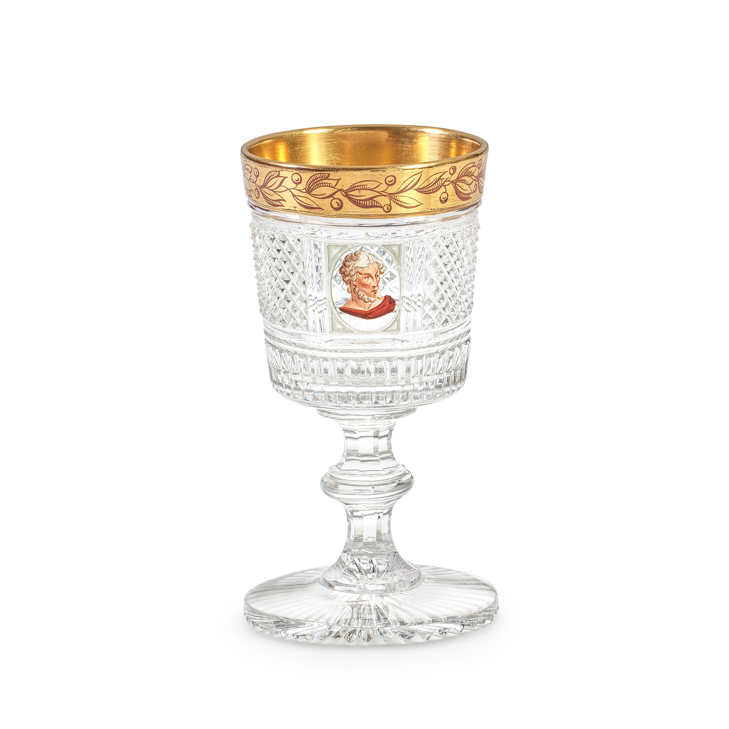 Appraisal: A RARE TRANSPARENT-ENAMELLED WINE GLASS ATTRIBUTED TO WILLIAM COLLINS LONDON