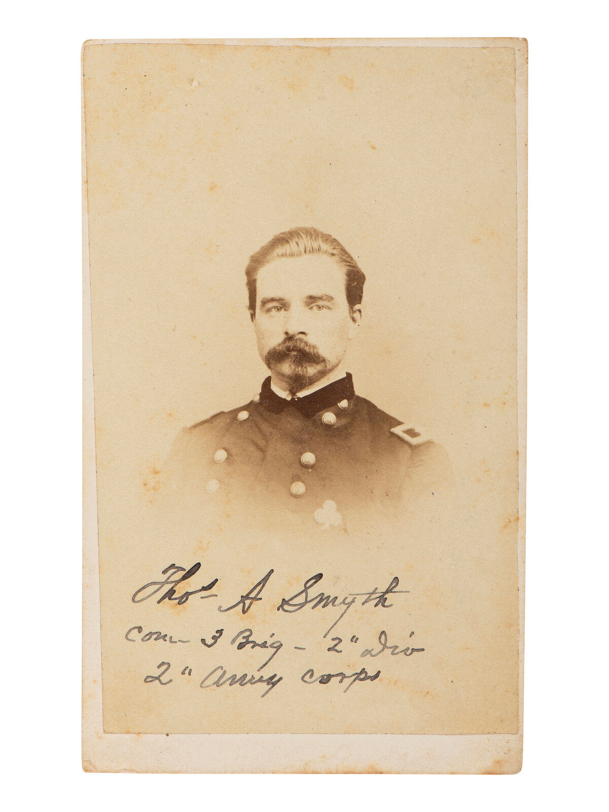 Appraisal: CIVIL WAR - GETTYSBURG Autographed CDV of General Thomas A