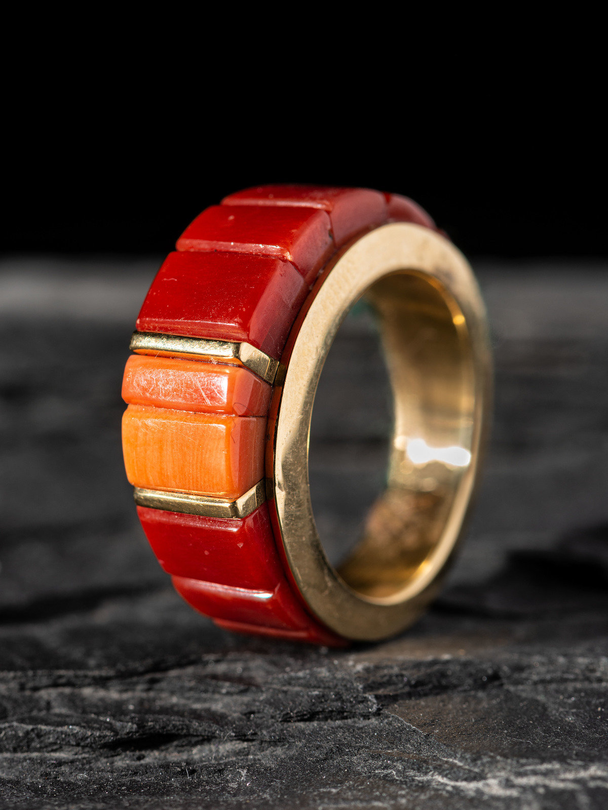 Appraisal: Vernon Haskie Din b K Gold and Coral Ring set