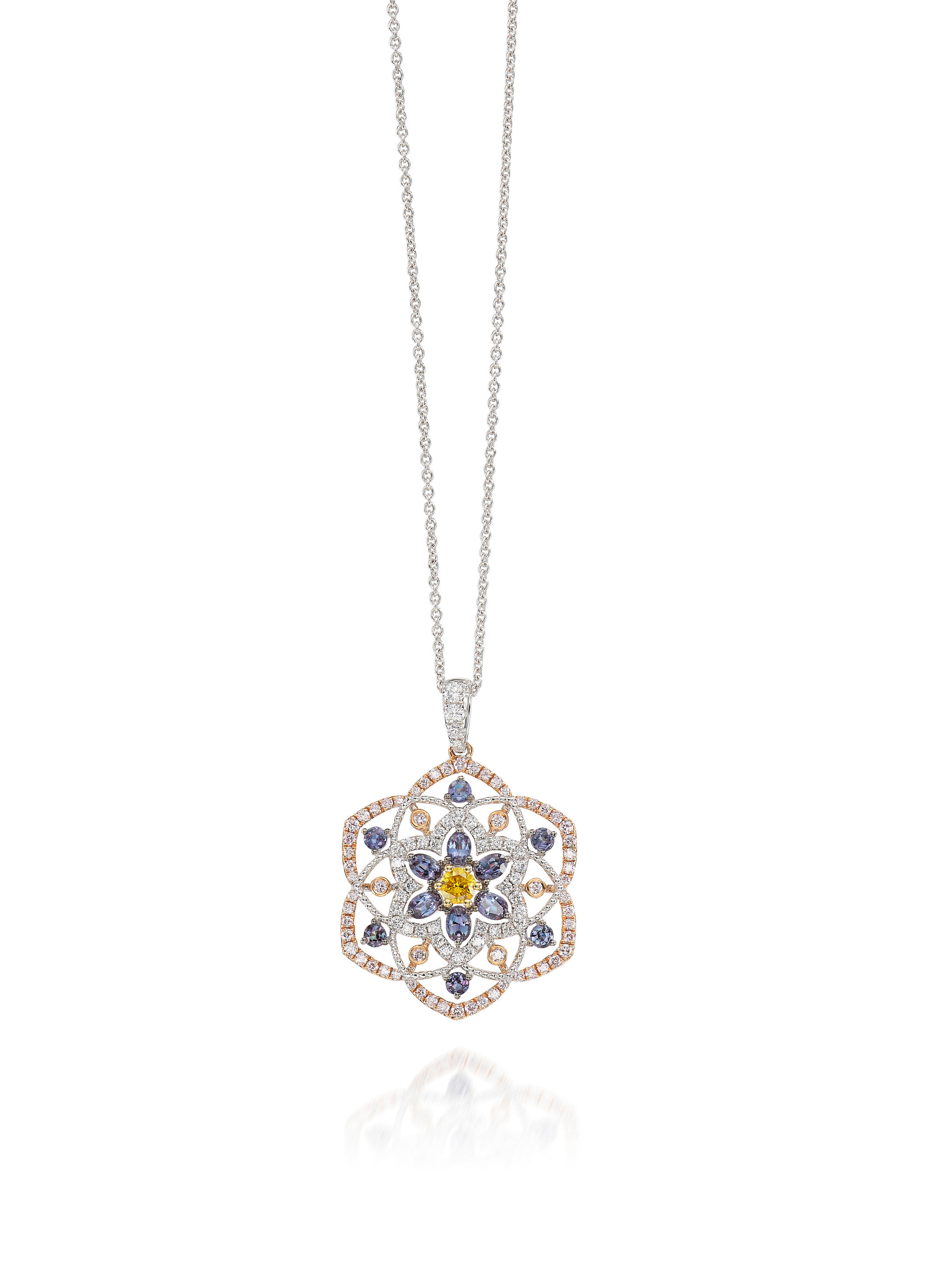 Appraisal: A COLOURED DIAMOND ALEXANDRITE CHRYSOBERYL AND DIAMOND PENDANT NECKLACE The