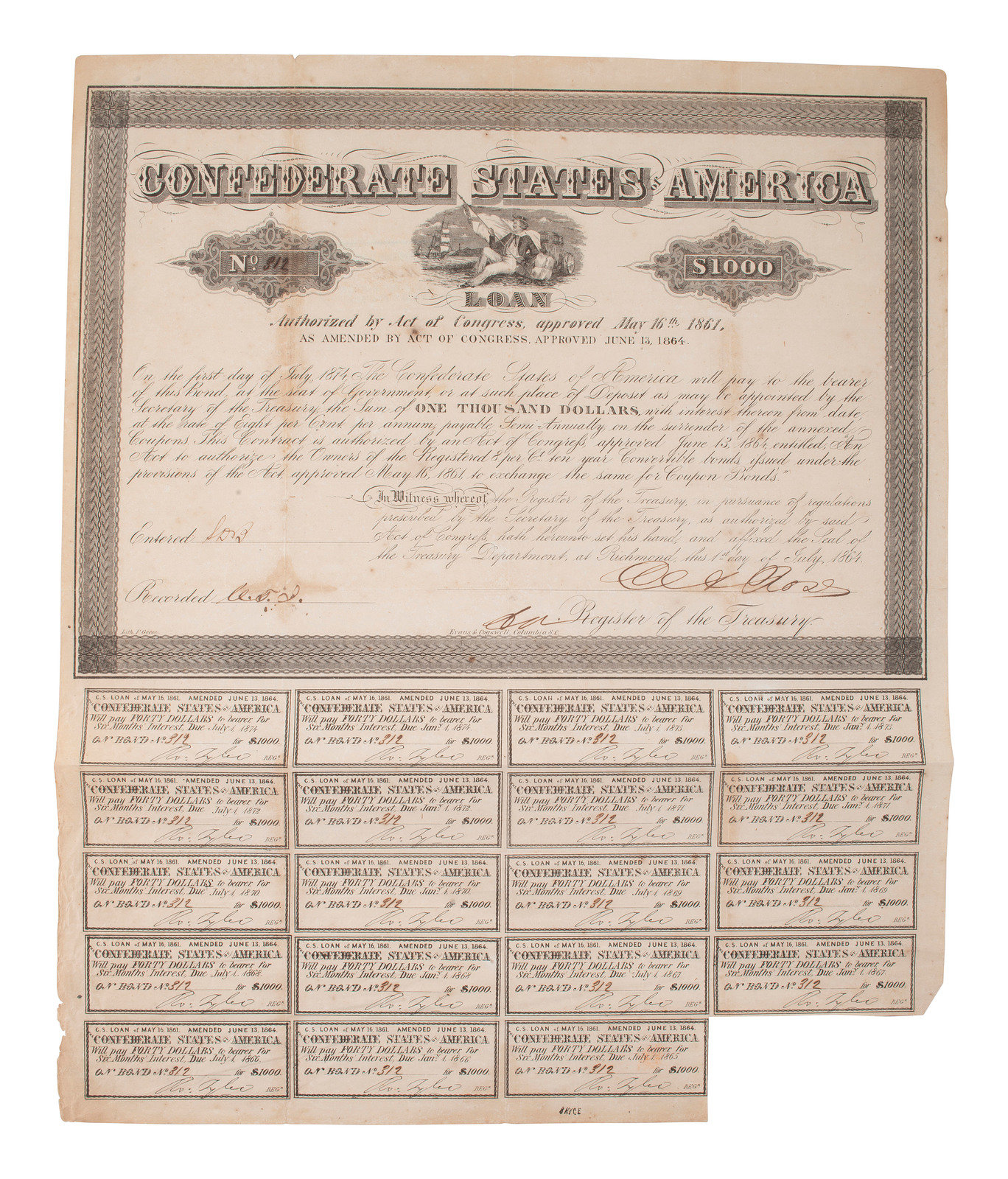 Appraisal: CIVIL WAR - CONFEDERATE A large group of Confederate bonds