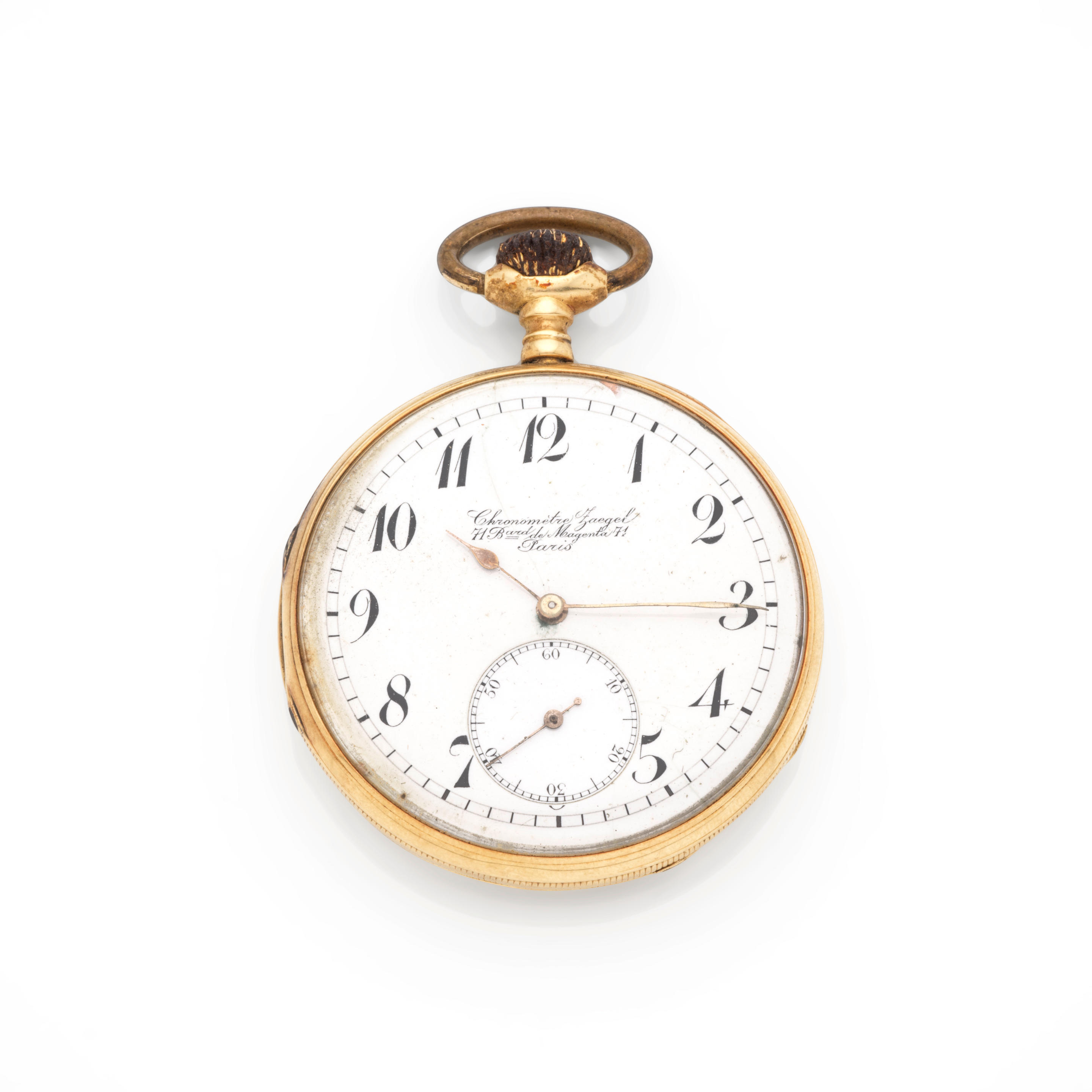 Appraisal: ZAEGEL AN K GOLD OPEN FACE KEYLESS WIND POCKET WATCH